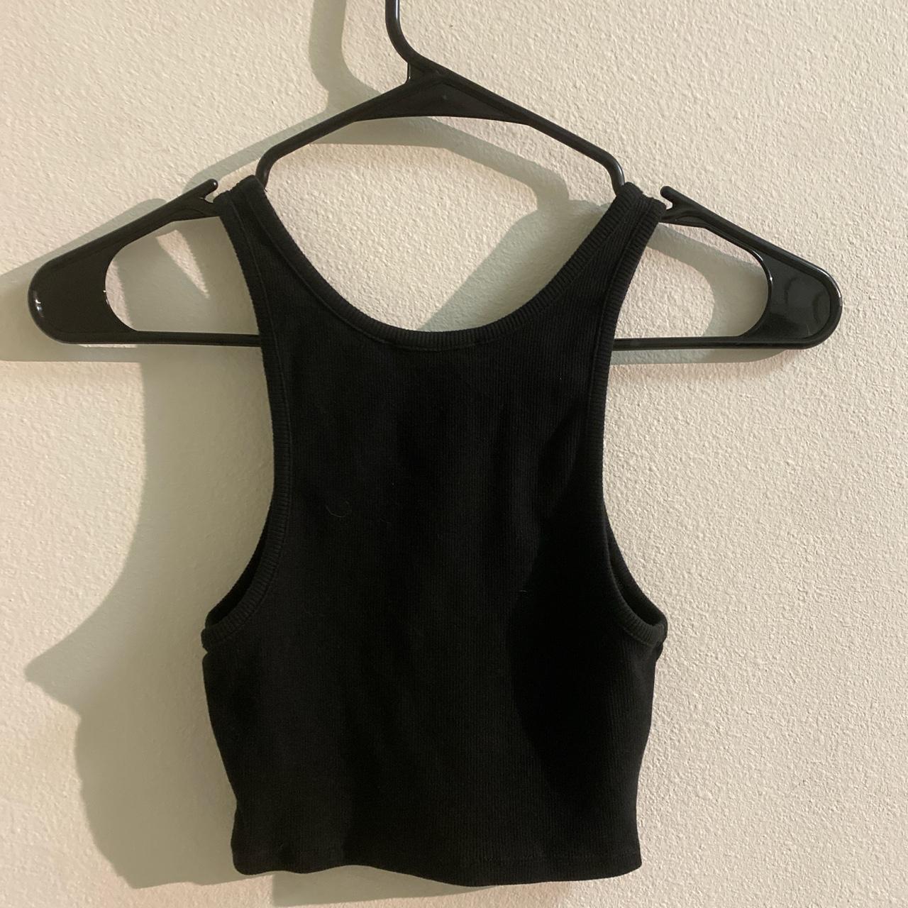 Zara Black Ribbed Halter Crop Tank Top -Excellent... - Depop