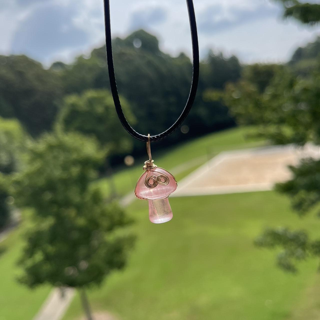  Mushroom necklace cottagecore jewelry glass crystal