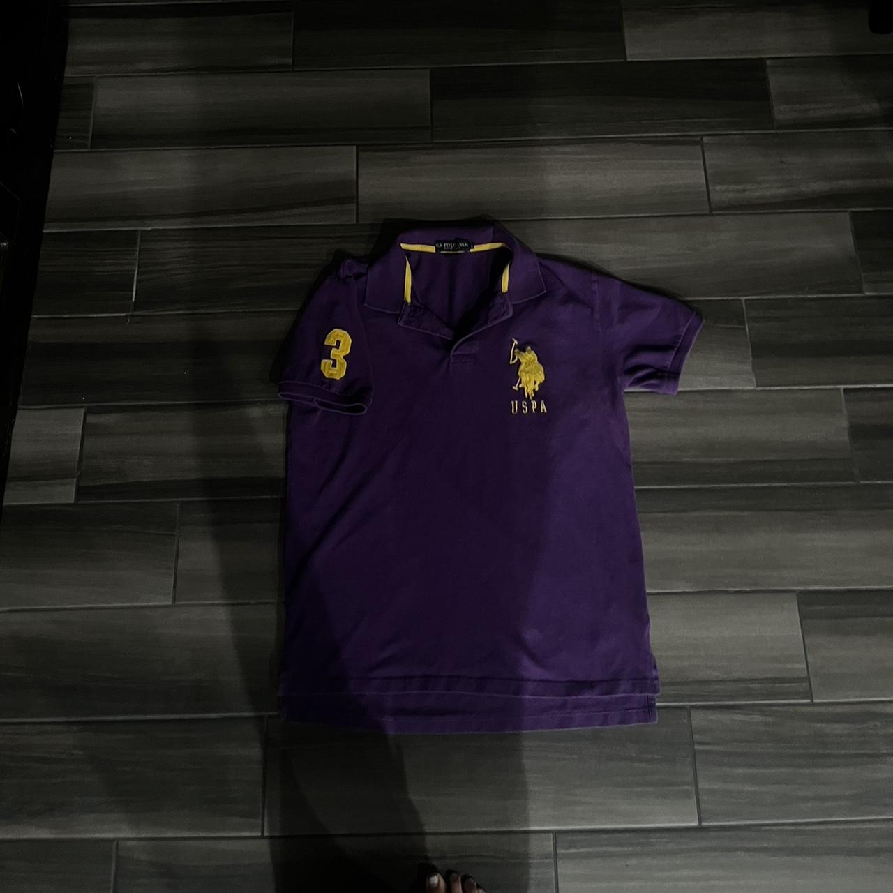 Size large polo purple shirt Like new uspa logo... - Depop
