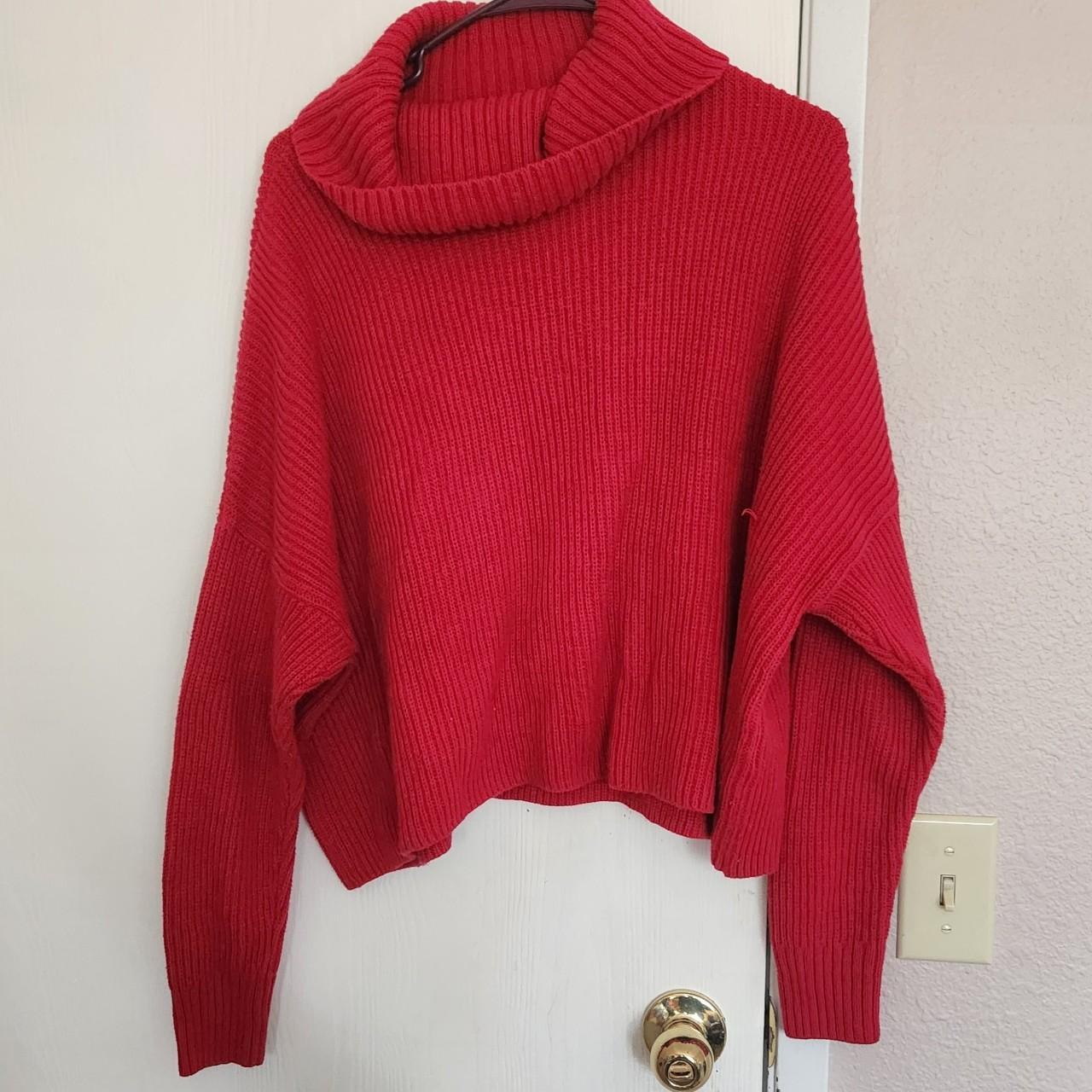 Red Hollister cropped sweater with turtleneck. One... - Depop