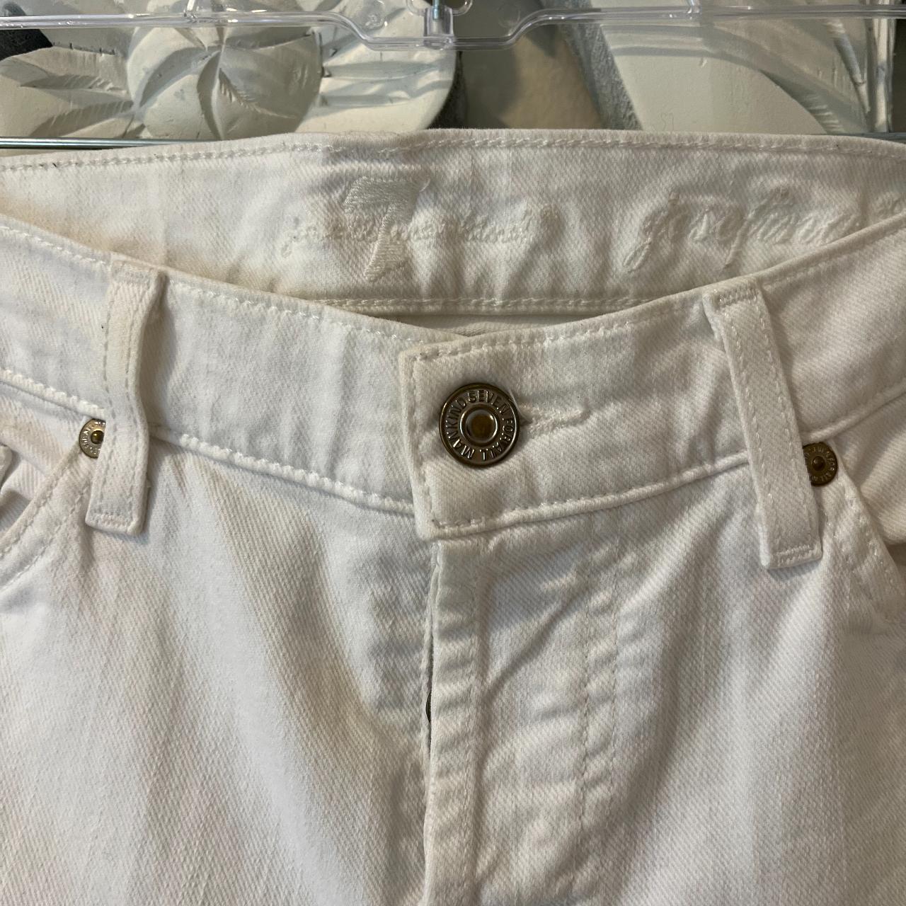 7 for all mankind white ripped low-waisted... - Depop