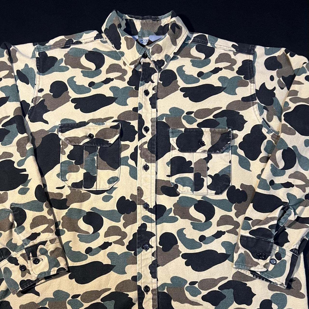 Item: Vintage Sportsmans Guide Camo Button... - Depop