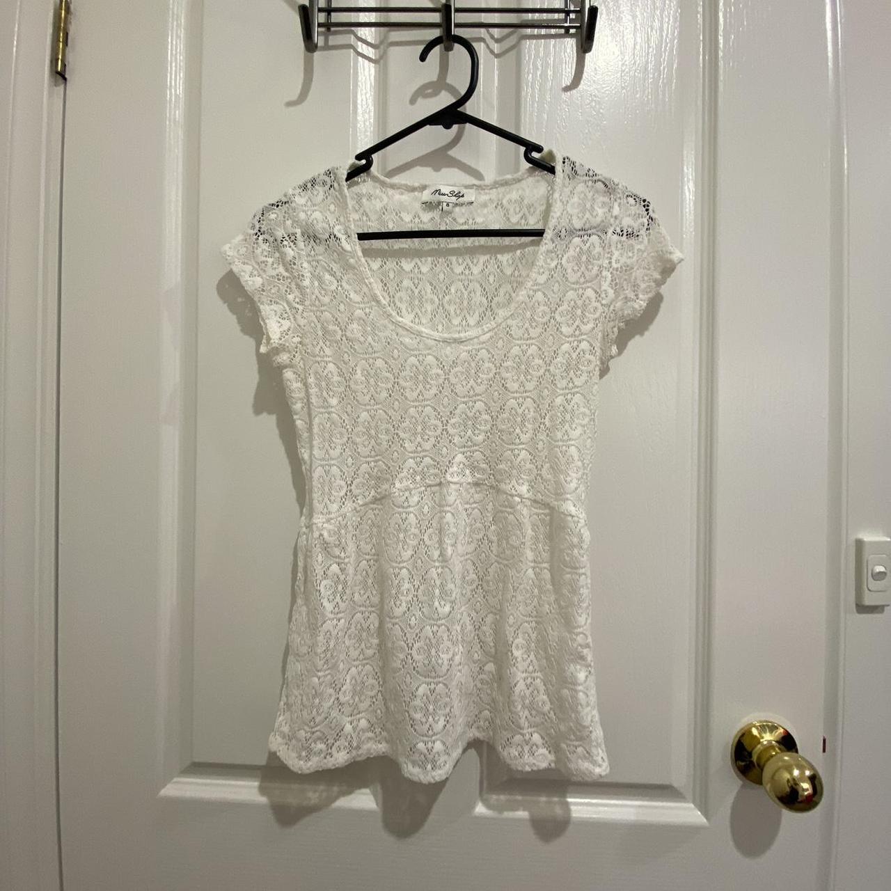 Miss shop baby doll lace white scoop neck... - Depop