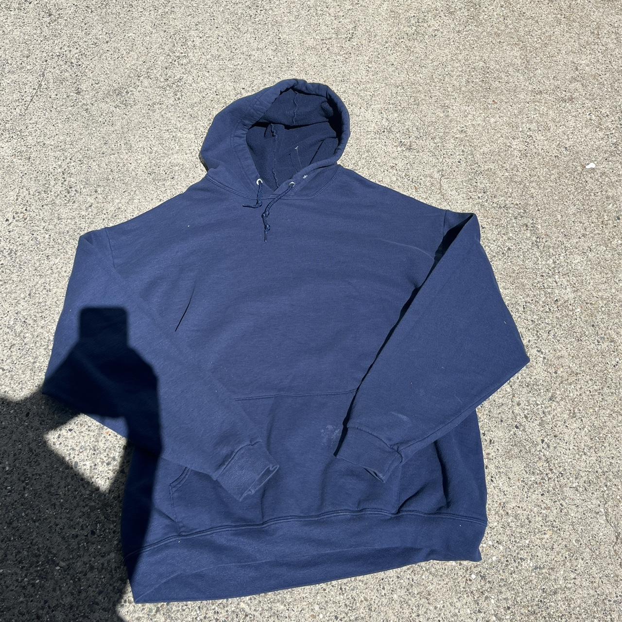 Vintage Navy Blue Blank Hoodie Simple but Tuff No... - Depop