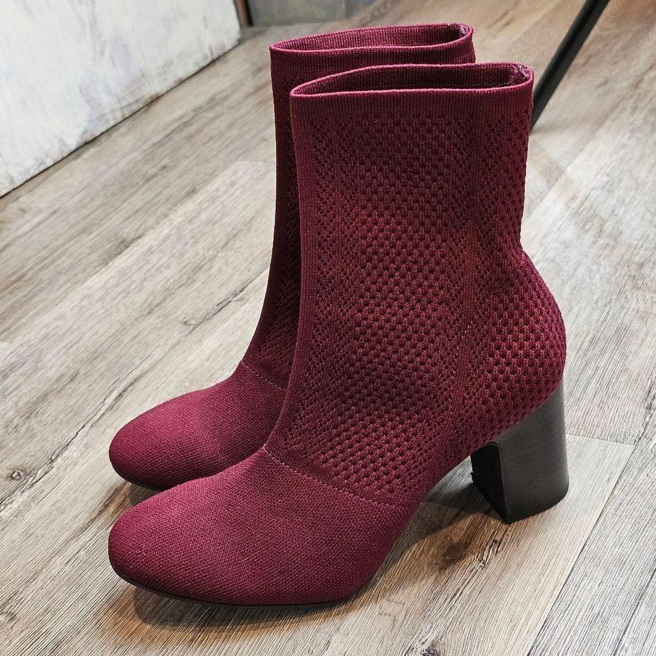 BORN Meggs Burgundy Bootie Knit Upper Boot Cozy Boho. Depop