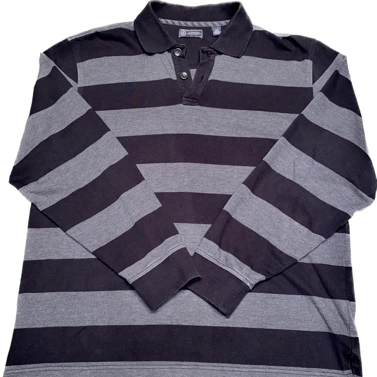 Grey Black Striped rugby shirt New condition Depop