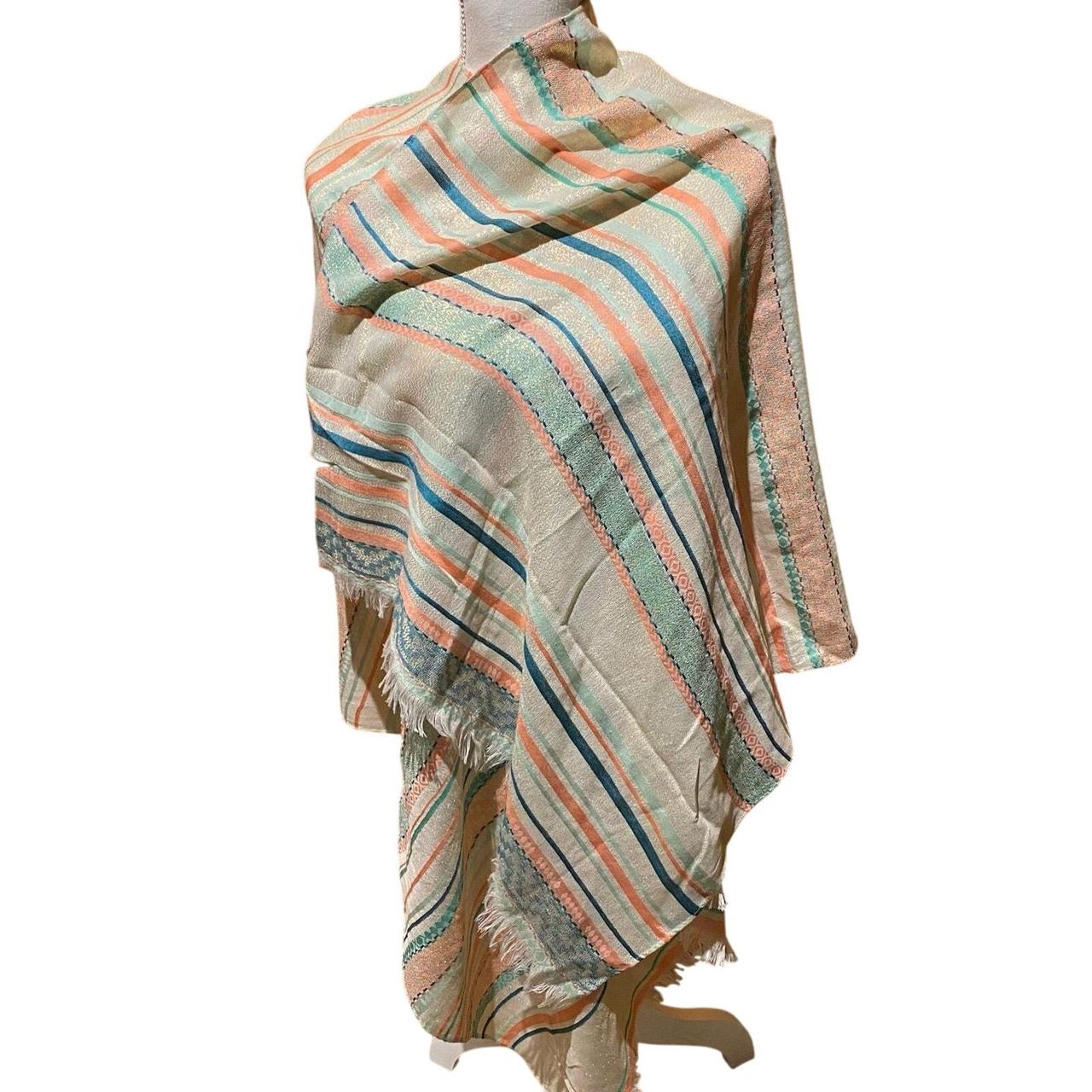Source Unknown Women's Scarf - Cream/Green – Add … - image 1