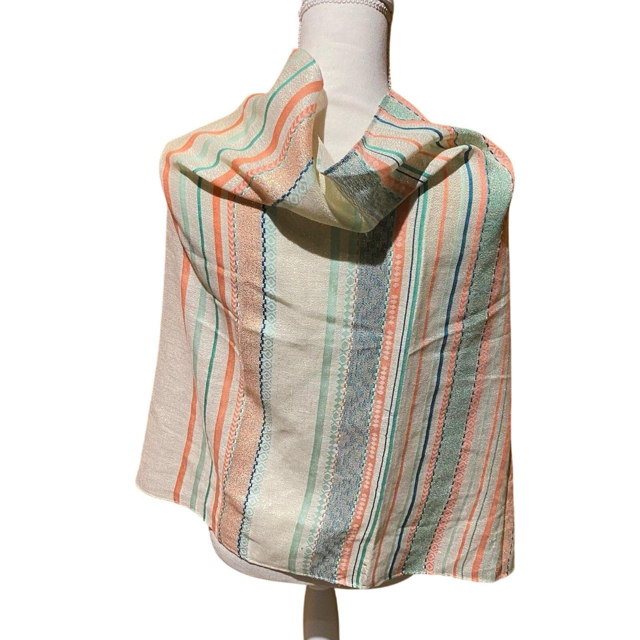 Source Unknown Women's Scarf - Cream/Green – Add … - image 2