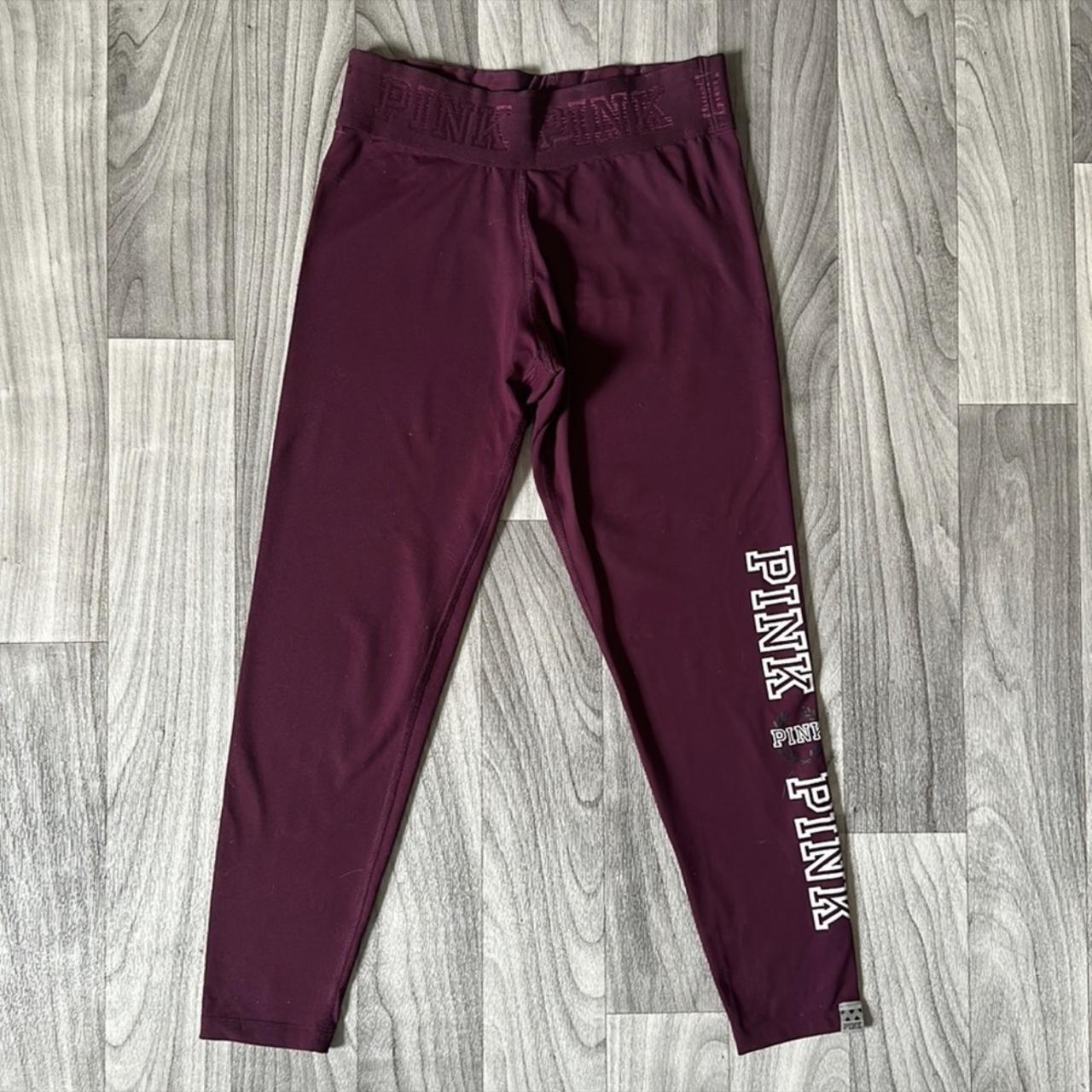 Victoria Secret PINK Ultimate Leggings in burgundy - Depop