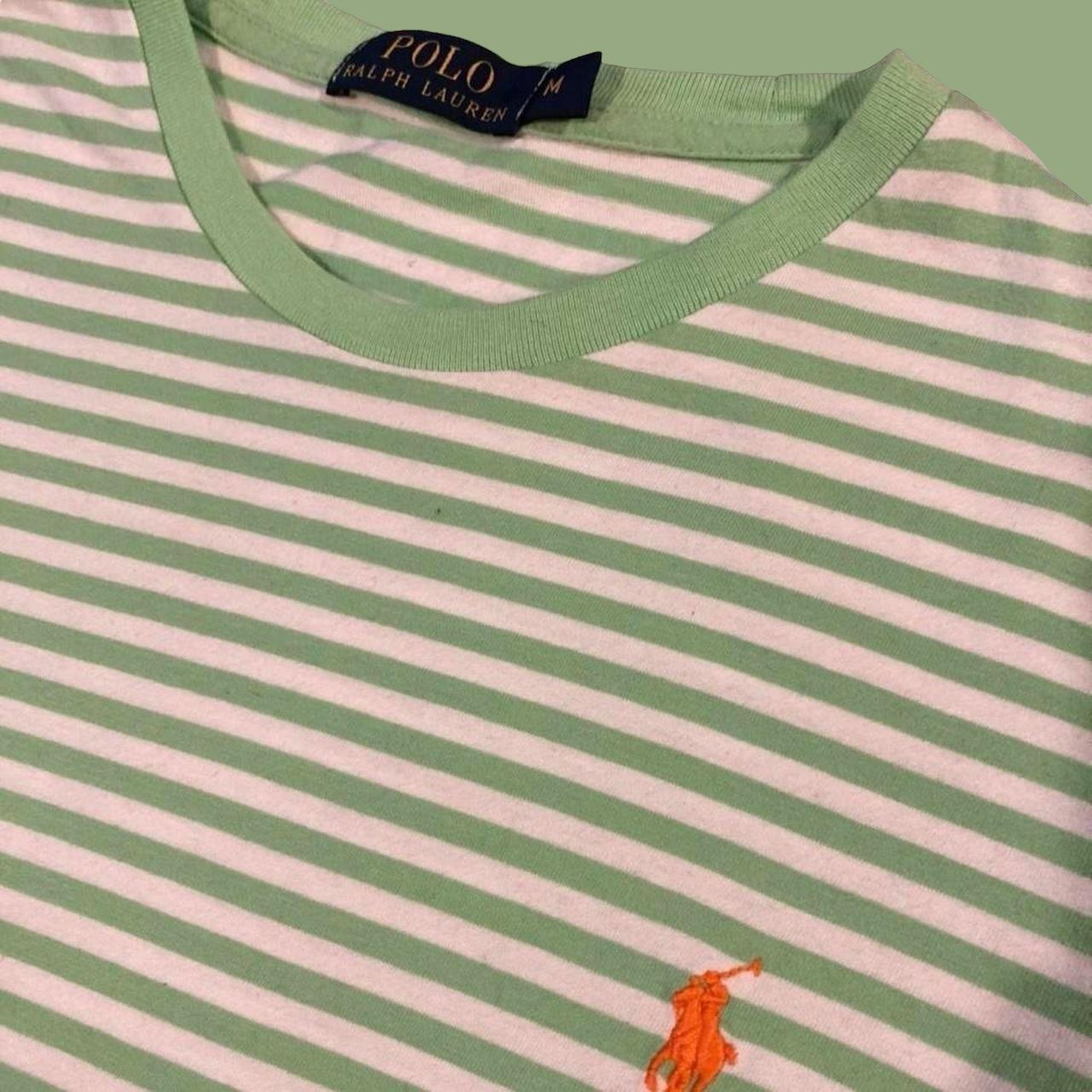 Polo by Ralph Lauren striped green apple x white t... - Depop