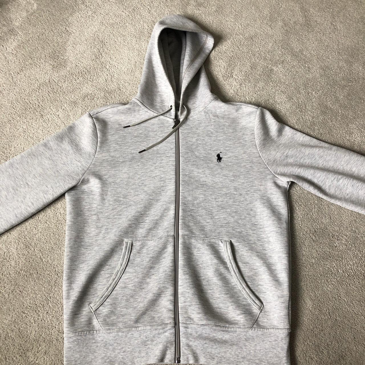 Grey Ralph Lauren zip up hoodie - Depop