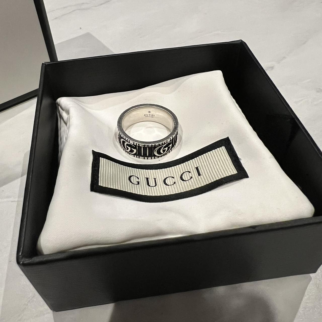 Mens double G Gucci ring in silver - Depop