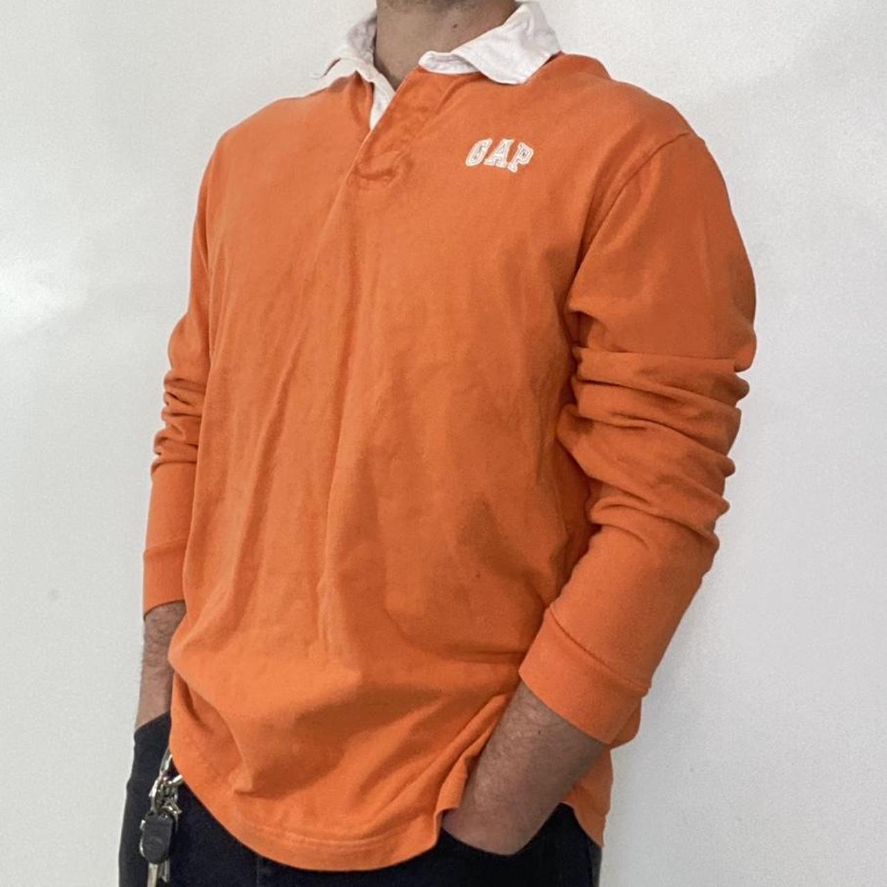 Gap Men's Orange and White Shirt Depop
