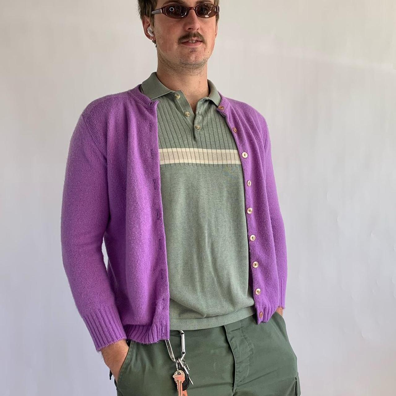 Men's Purple and Pink Cardigan Depop