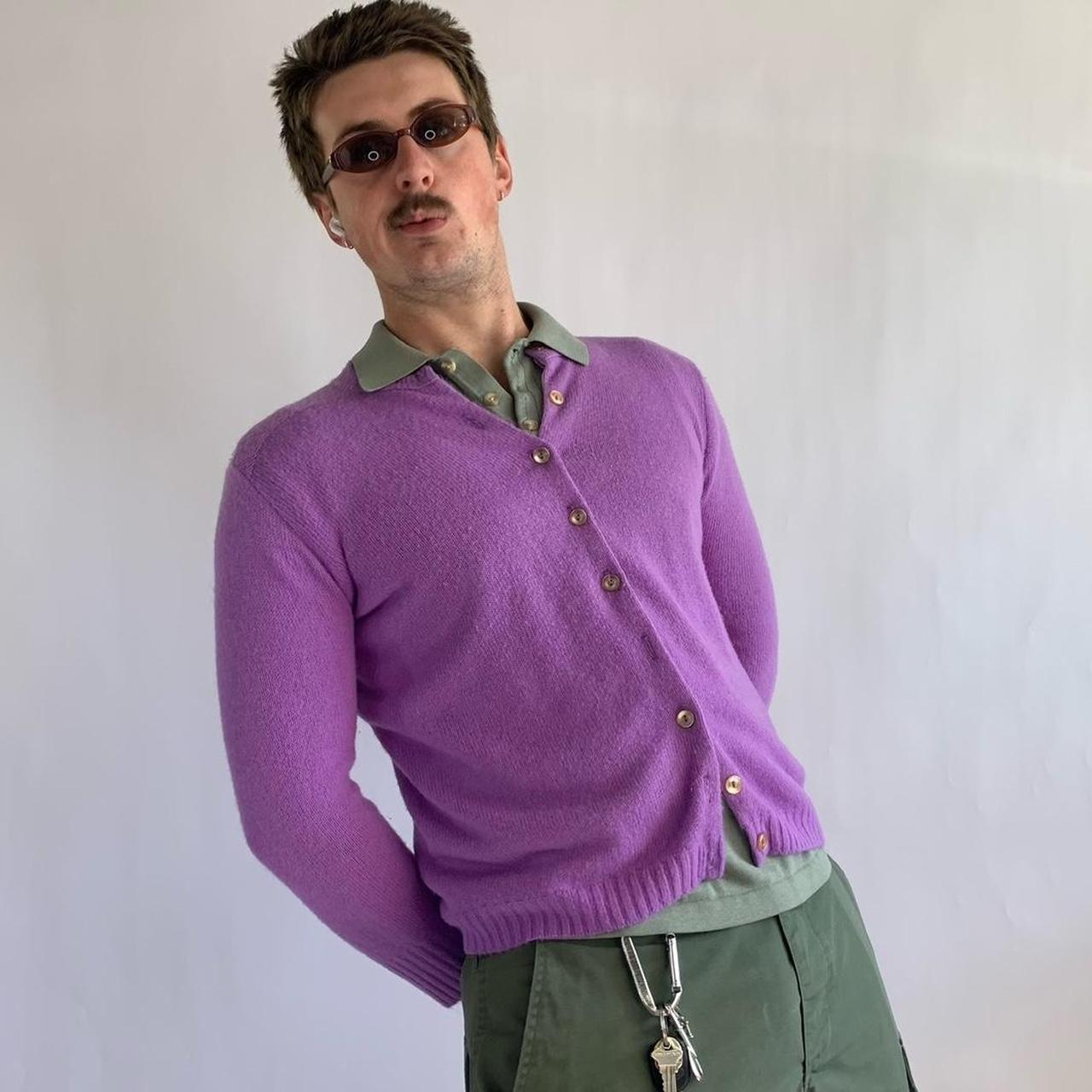 Men's Purple and Pink Cardigan Depop