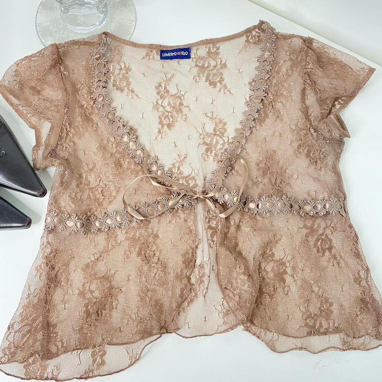 y2k vintage ribbon lace tie top Yes this is from... Depop