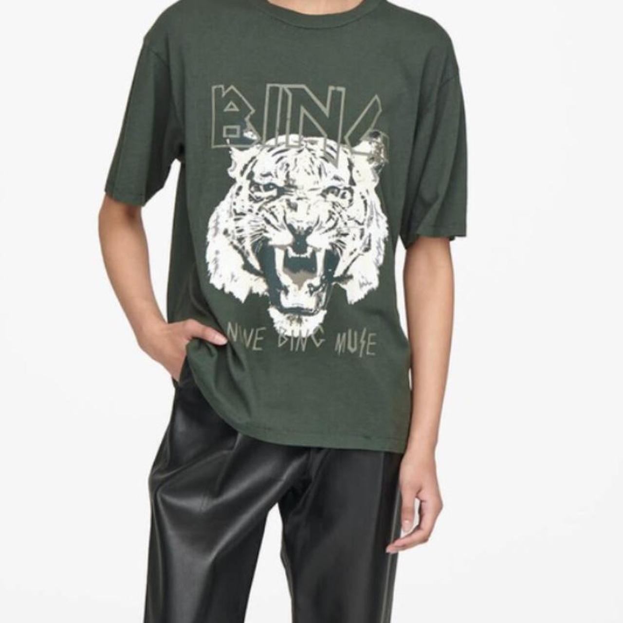 Anine Bing Tiger T shirt in on trend forest green. Depop