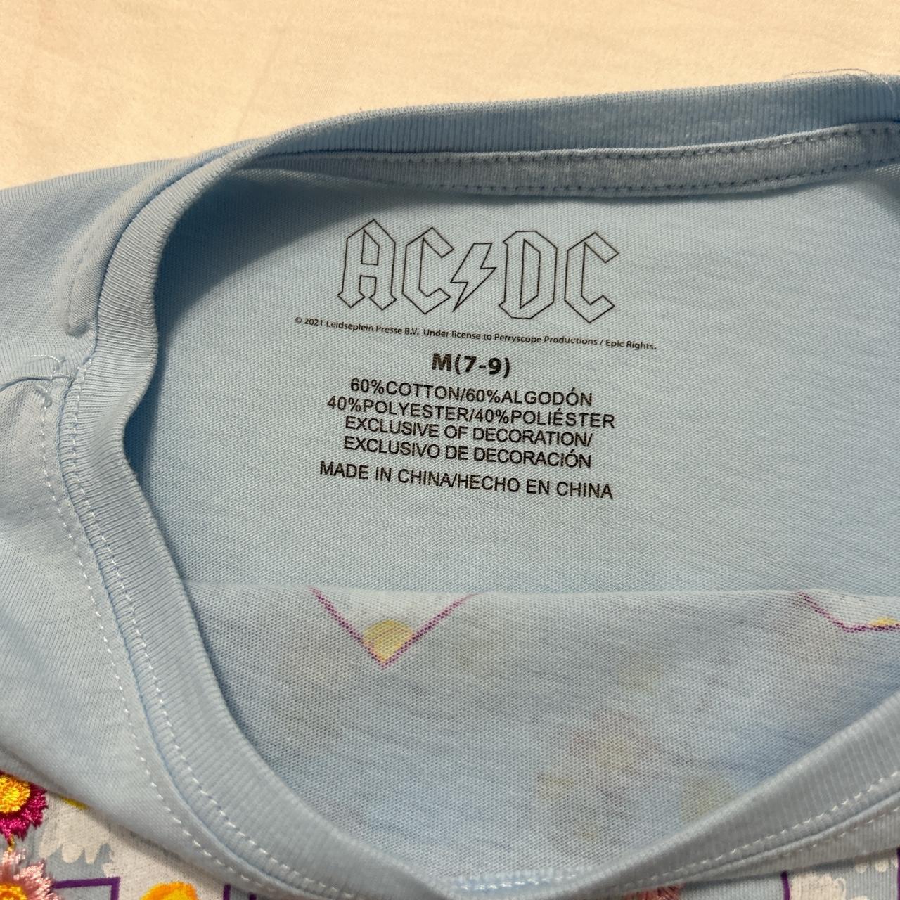 AC/DC Blue Cropped Tee Size Medium Used, Great... - Depop