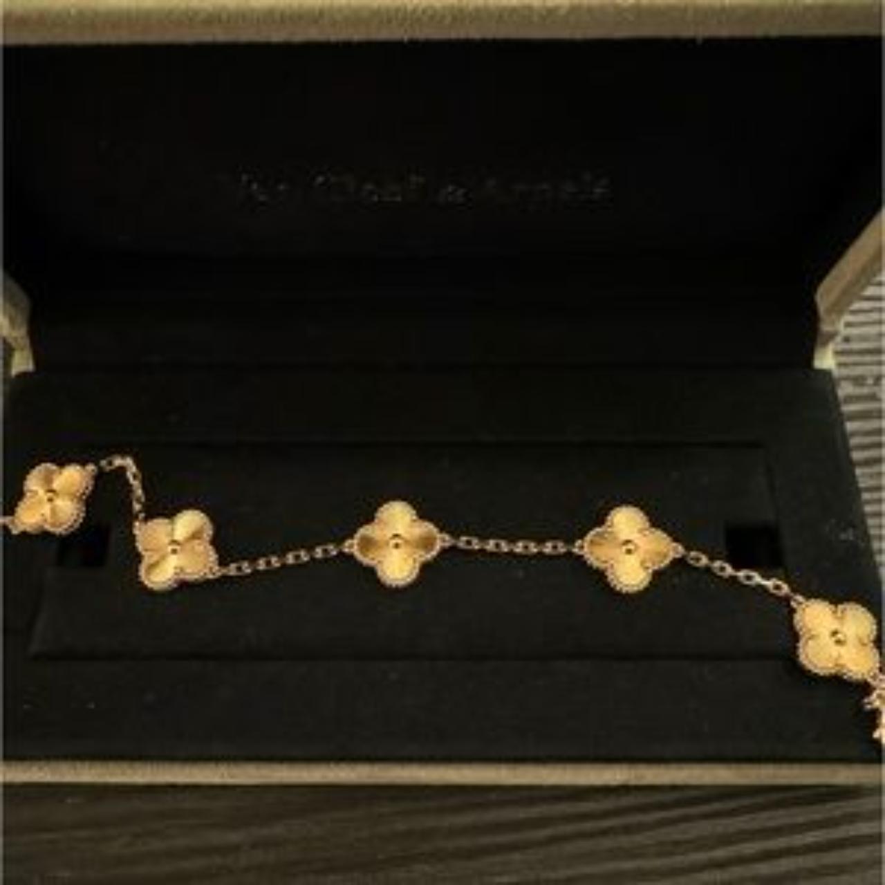 van cleef vintage Alhambra 18k gold guilloche... - Depop