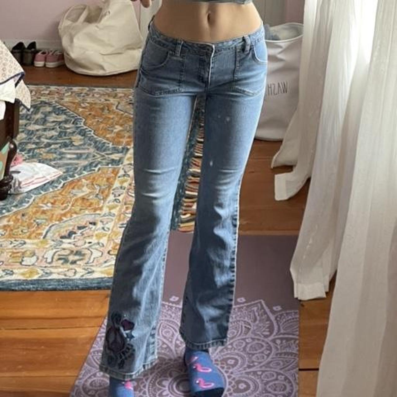 Repop! Super Y2K lowrise bootcut jeans with... - Depop