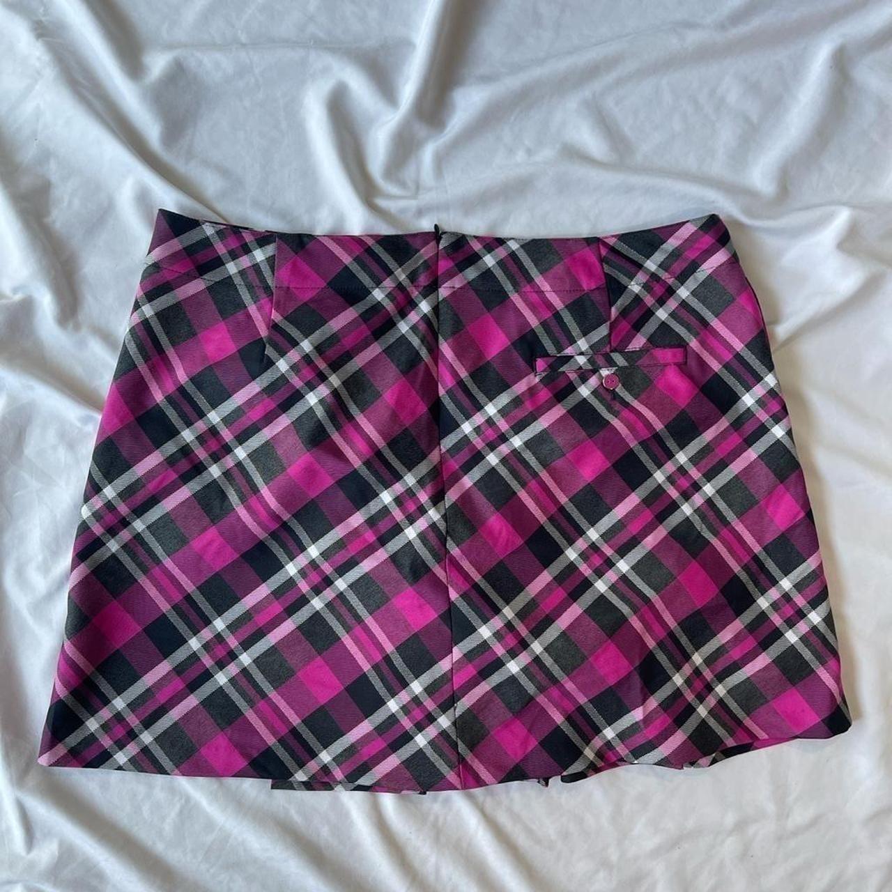 Pink Plaid Pleated Lady Hagen mini Skirt with