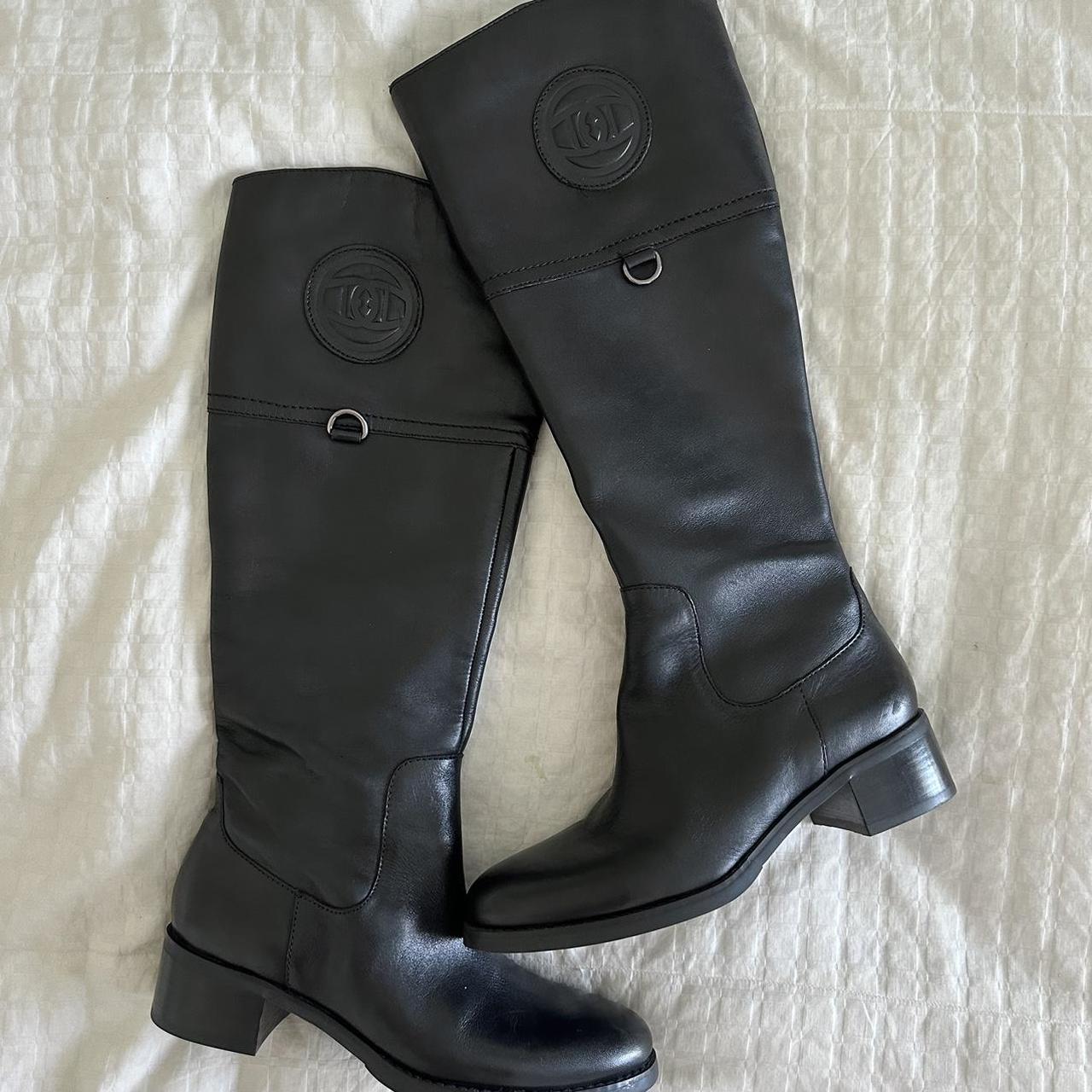 etienne aigner genuine leather knee high riding Depop