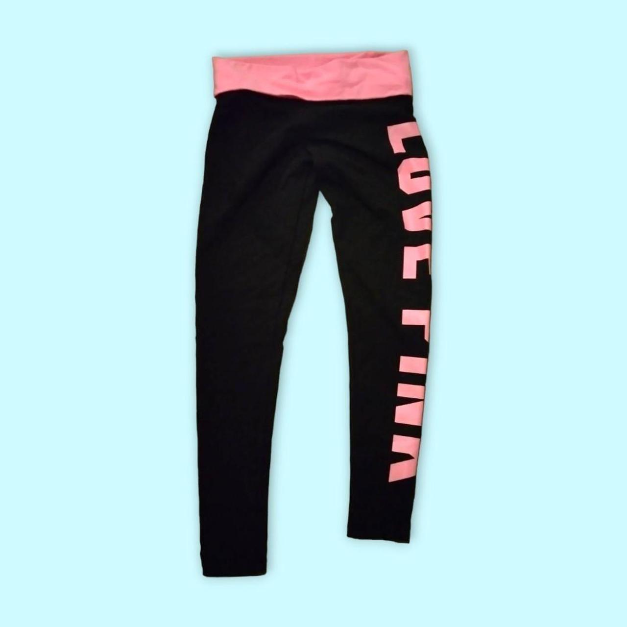 🩷🩵🩷🩵 Love pink fold over leggings Size M - Depop