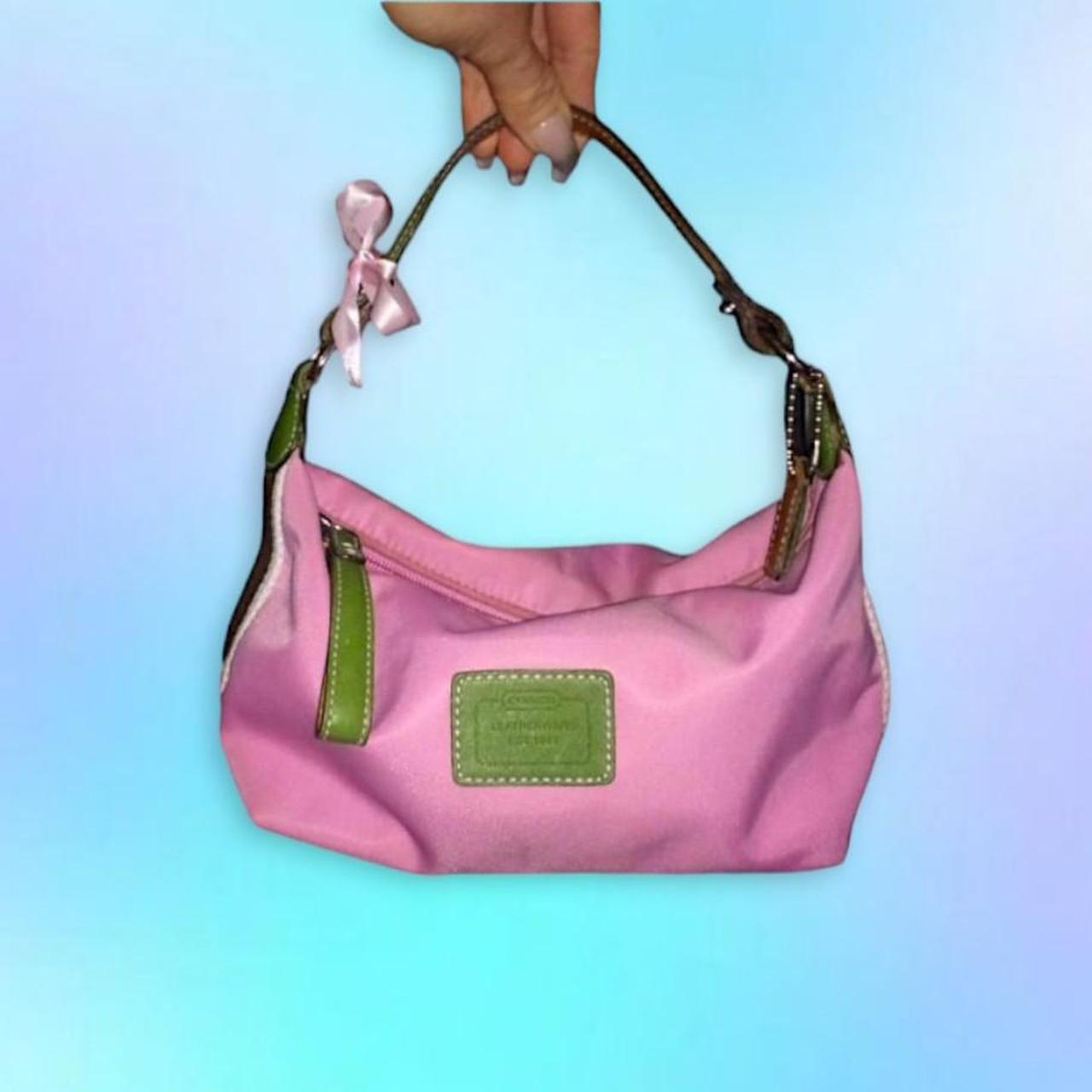 Pink and cheap green coach purse