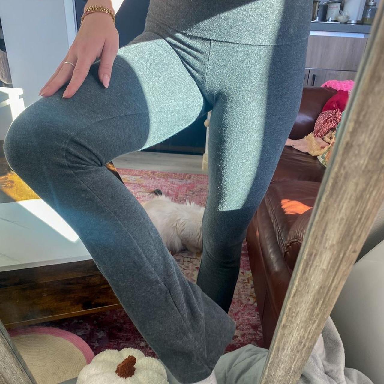 Brandy Melville Flare High Waisted Leggings Dark... Depop