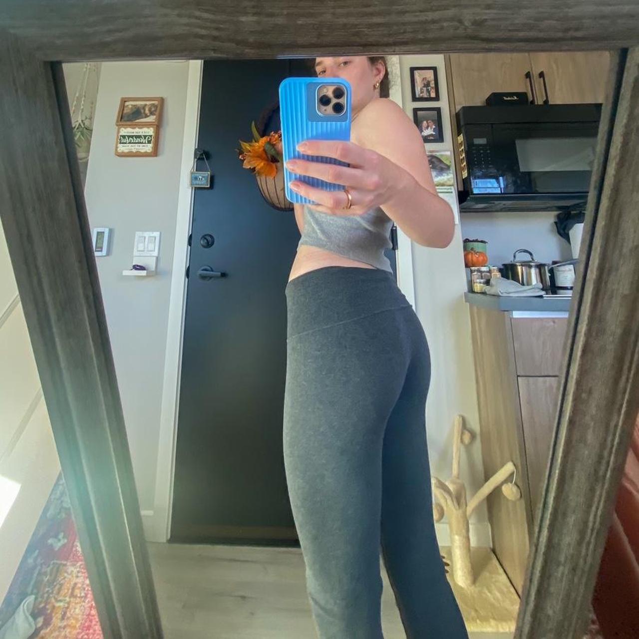 Brandy Melville Flare High Waisted Leggings Dark... Depop