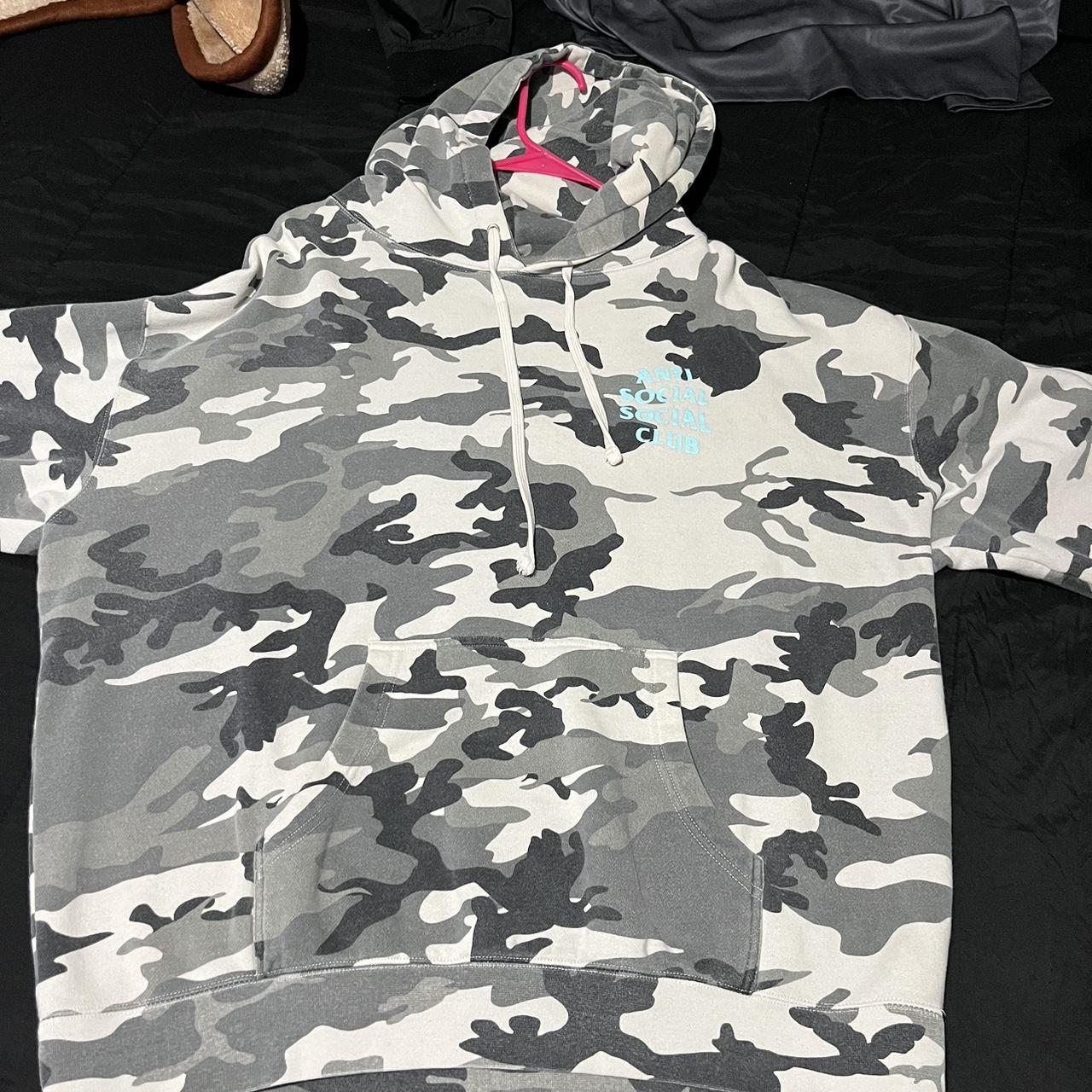 Anti social club 2024 camo hoodie (large)