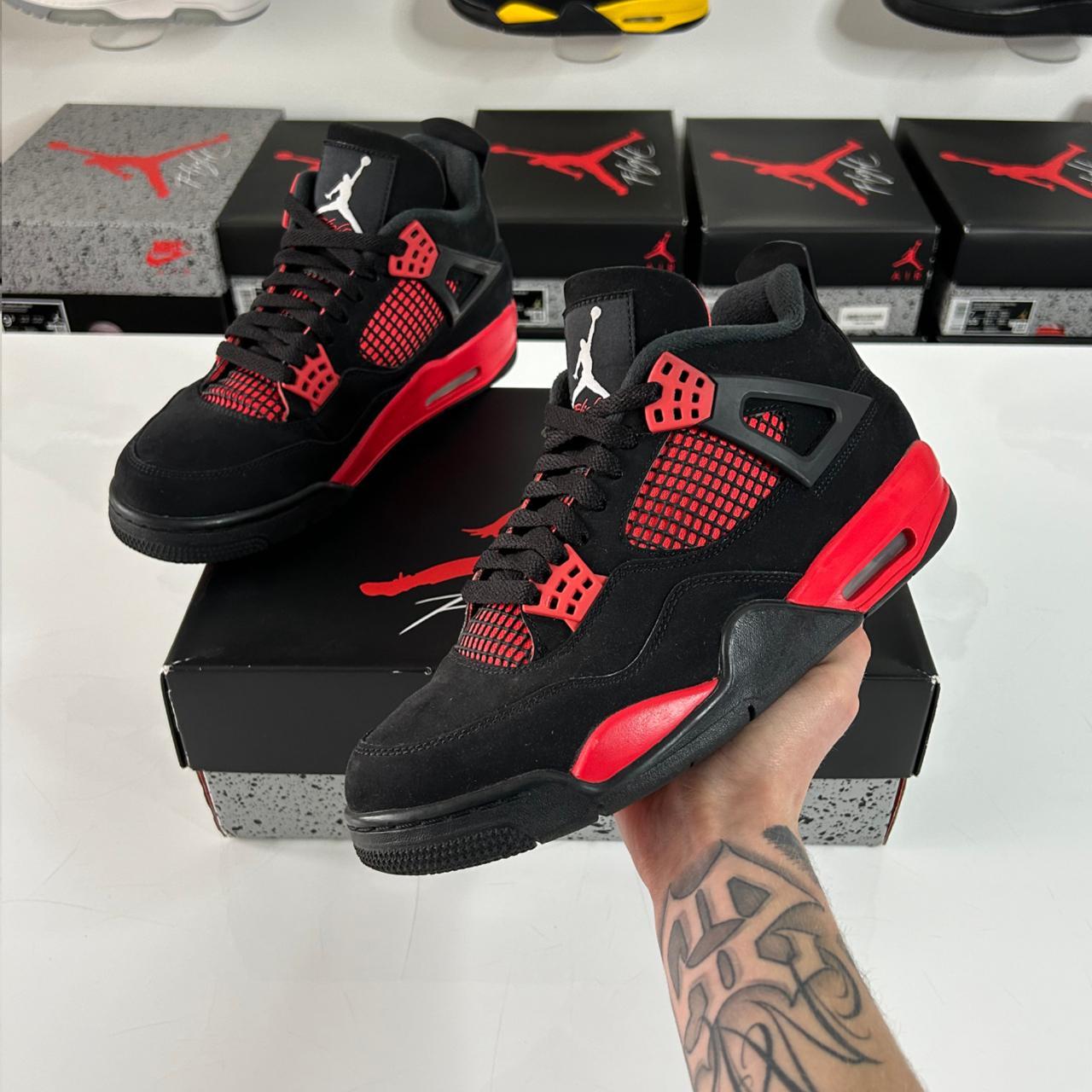 Air Jordan 4 Retro 'Red Thunder' UK 8 Box: Original... - Depop