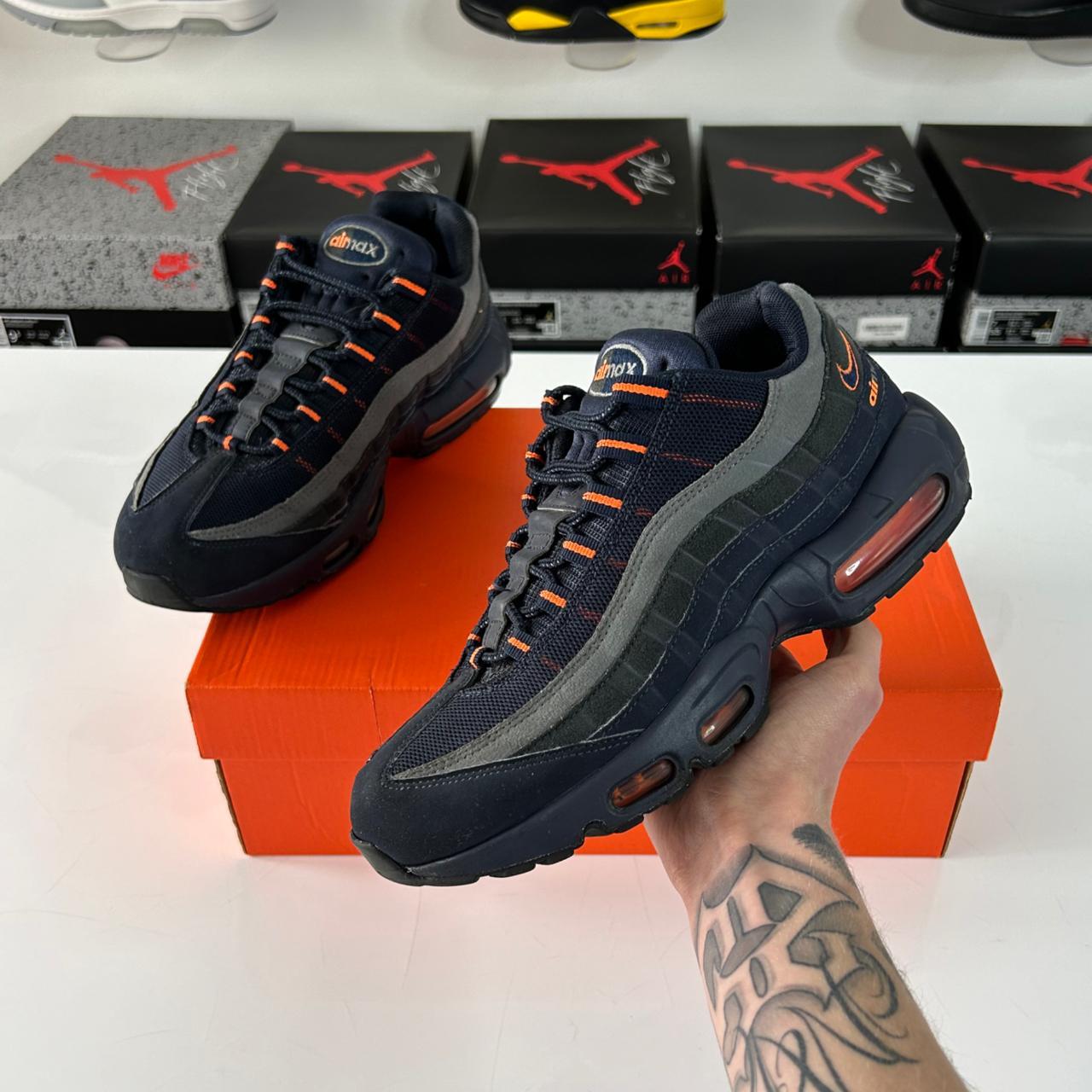 Nike Air Max 95 Logo Navy Orange UK 7 Box Depop