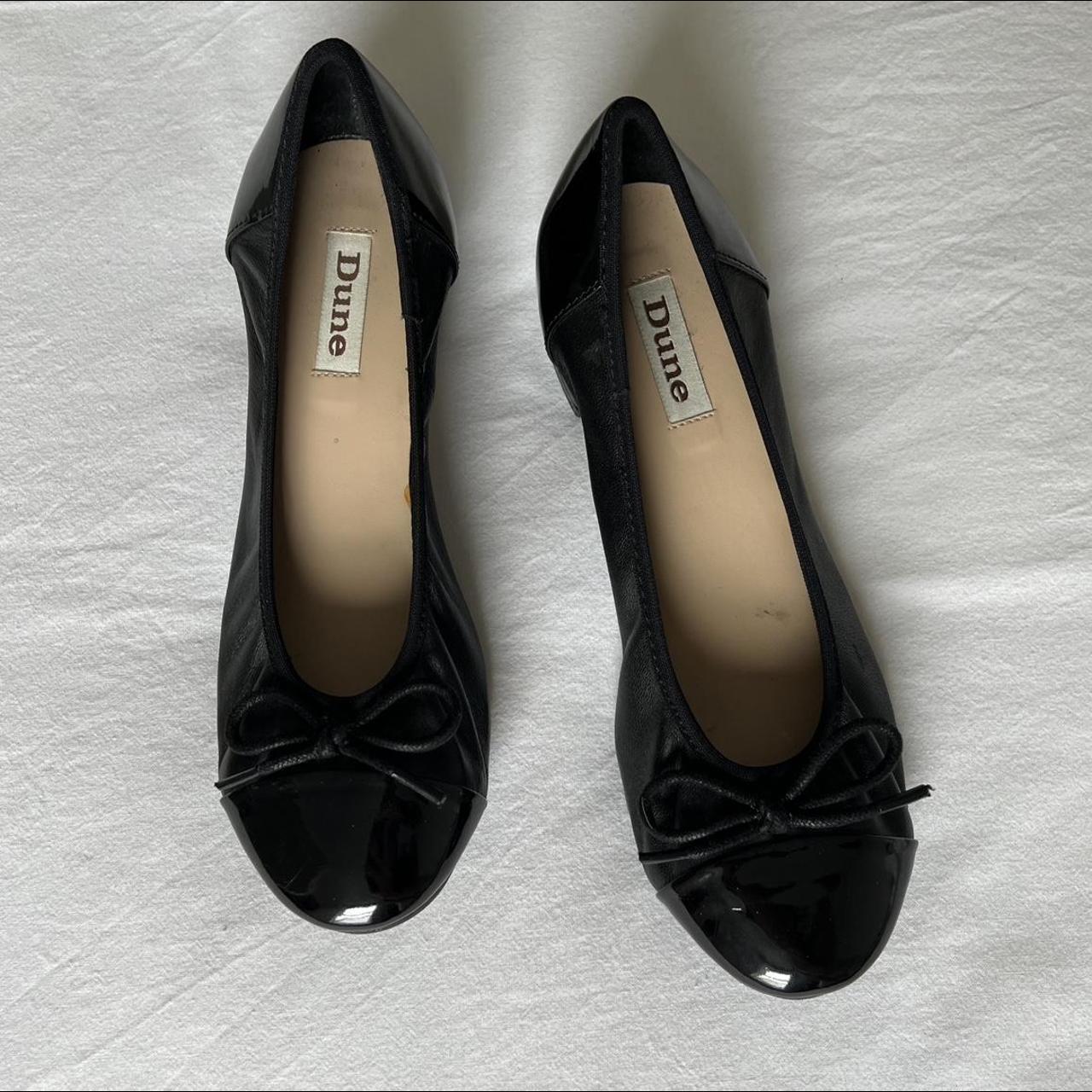 Dune black leather and patent ballet pumps... - Depop