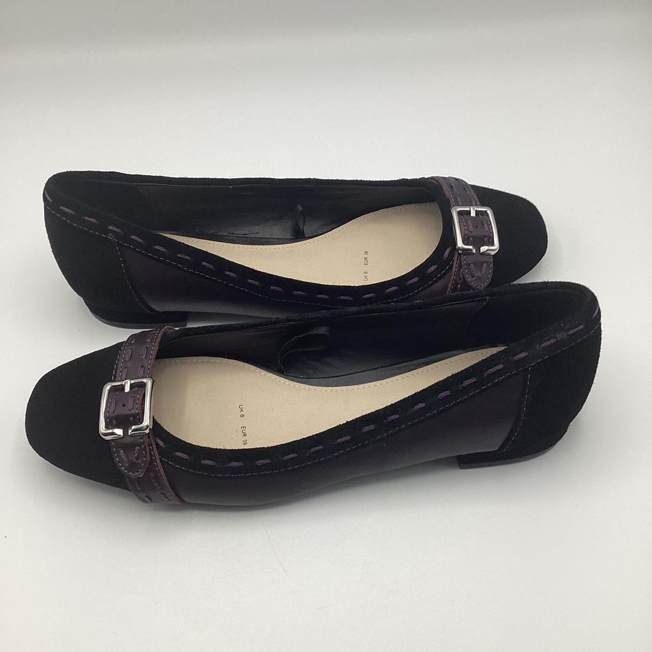 Debenhams Womens Purple Black Leather Flat Casual