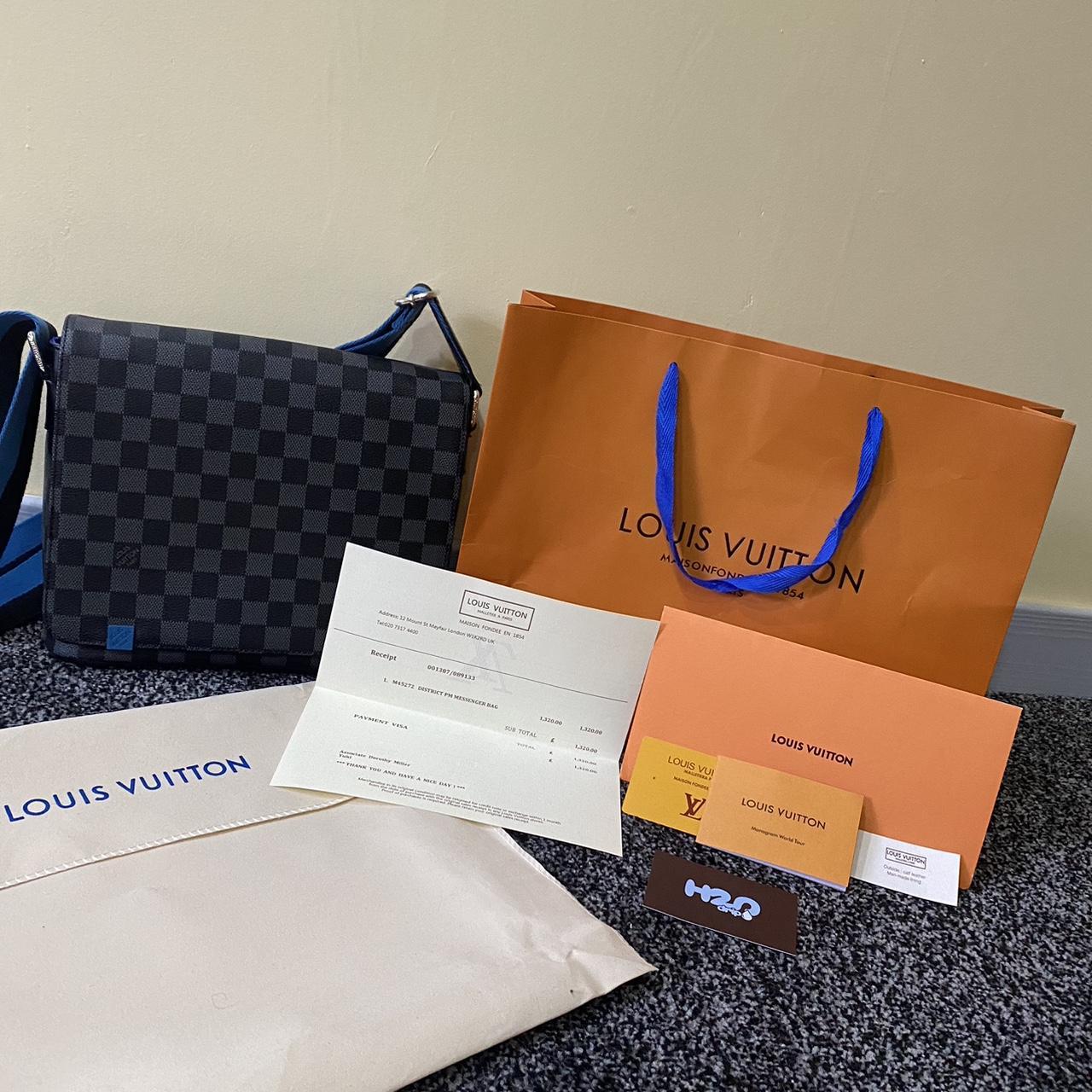 Louis Vuitton Men's Black and Blue Bag Depop
