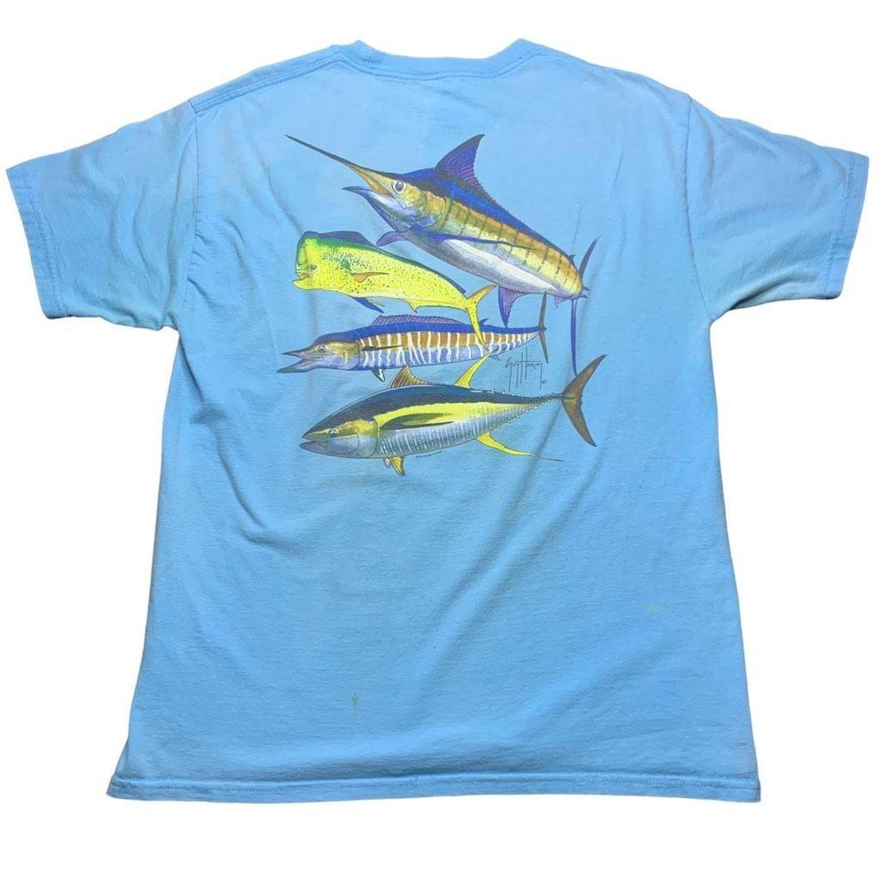 Guy Harvey Men's Short Sleeve Retro Billfish Printed Fishing Shirt, White, Large