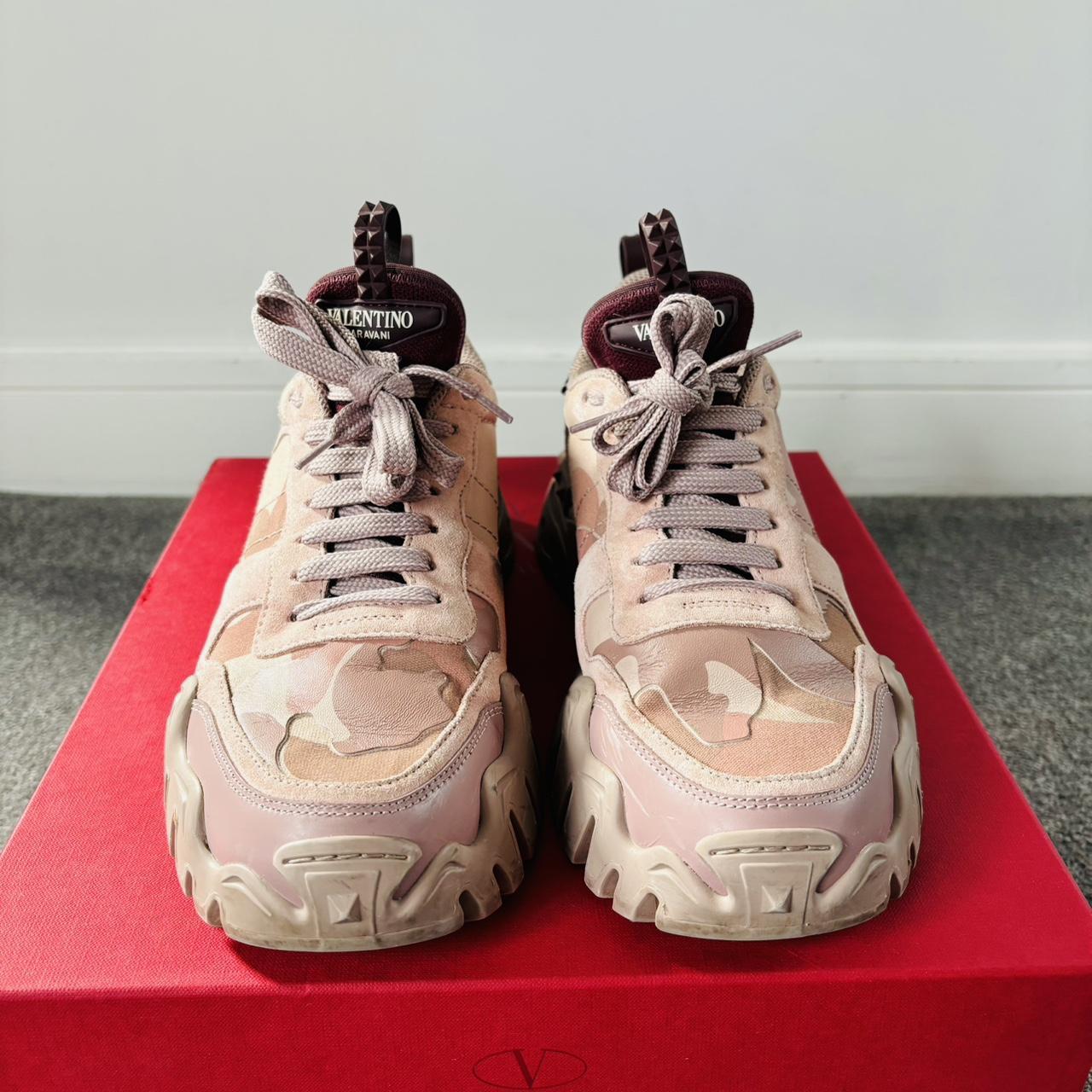 Pink Valentino Womens Rockrunner Valentino Garavani Women's Rockrunner Lace  Up Sneakers - Main Image