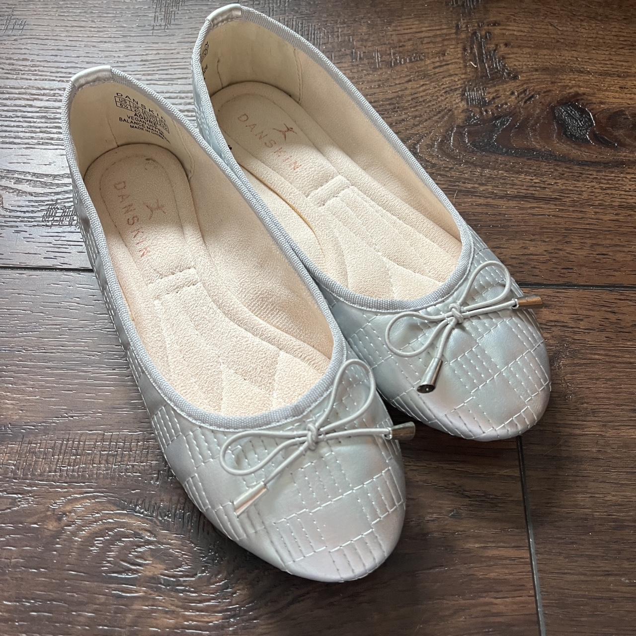 Vintage Thrifted Silver Slip on Shoes Size US... - Depop