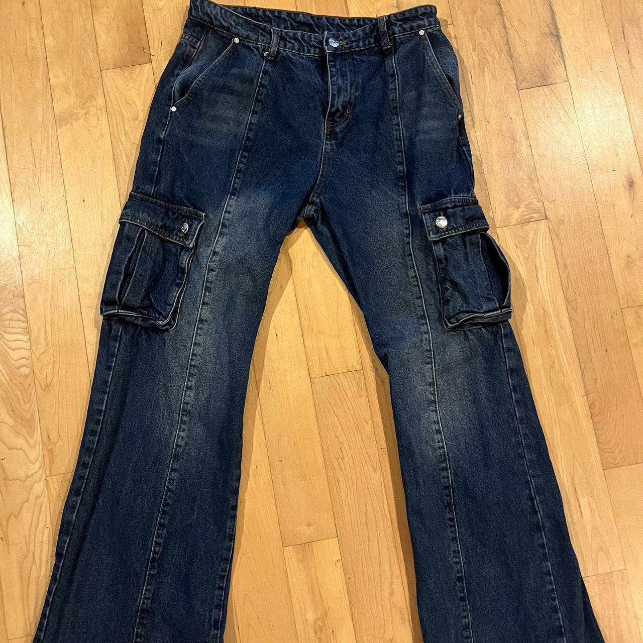 Ditch La Washed Flared Cargo Jeans Size Depop