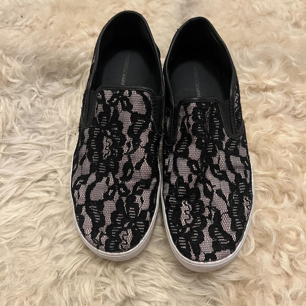 Rebecca Minkoff Sloane Nude & Black Lace Slip On... - Depop