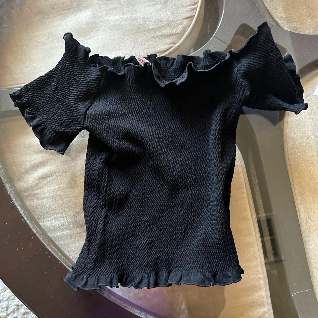 black off the shoulder top so stretchy and cute... - Depop