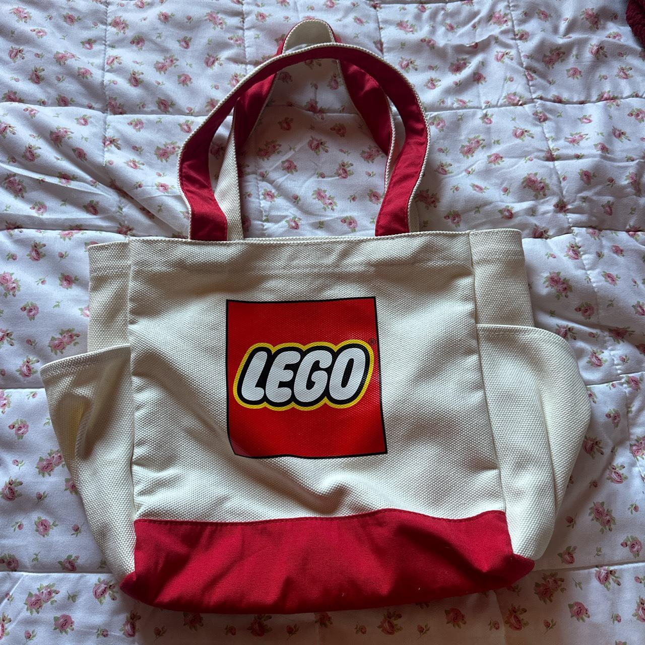 red and white lego tote bag in great condition and... - Depop