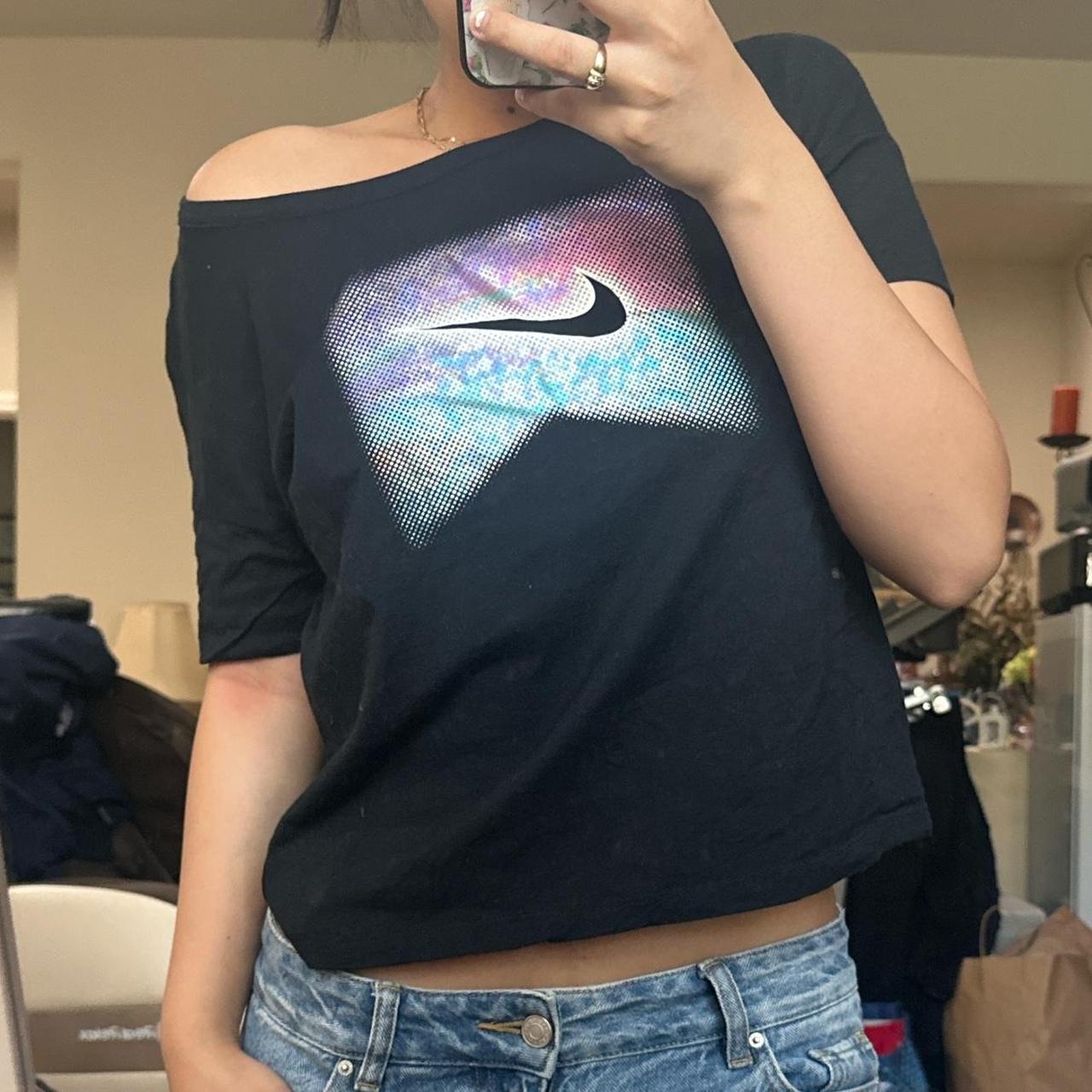 Off the shoulder nike shirt on sale