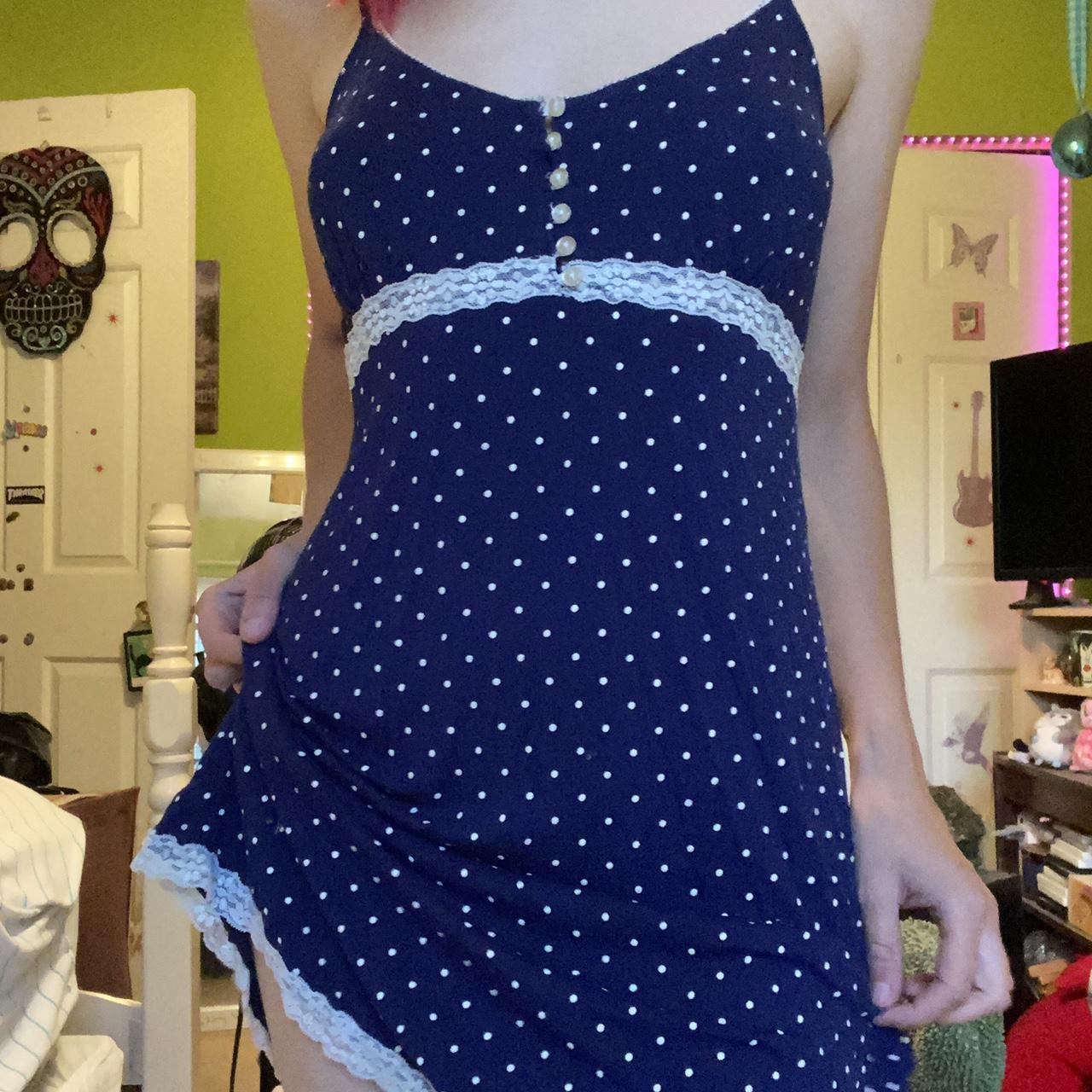 -super cute coquette polka dot dress with lace! ... - Depop