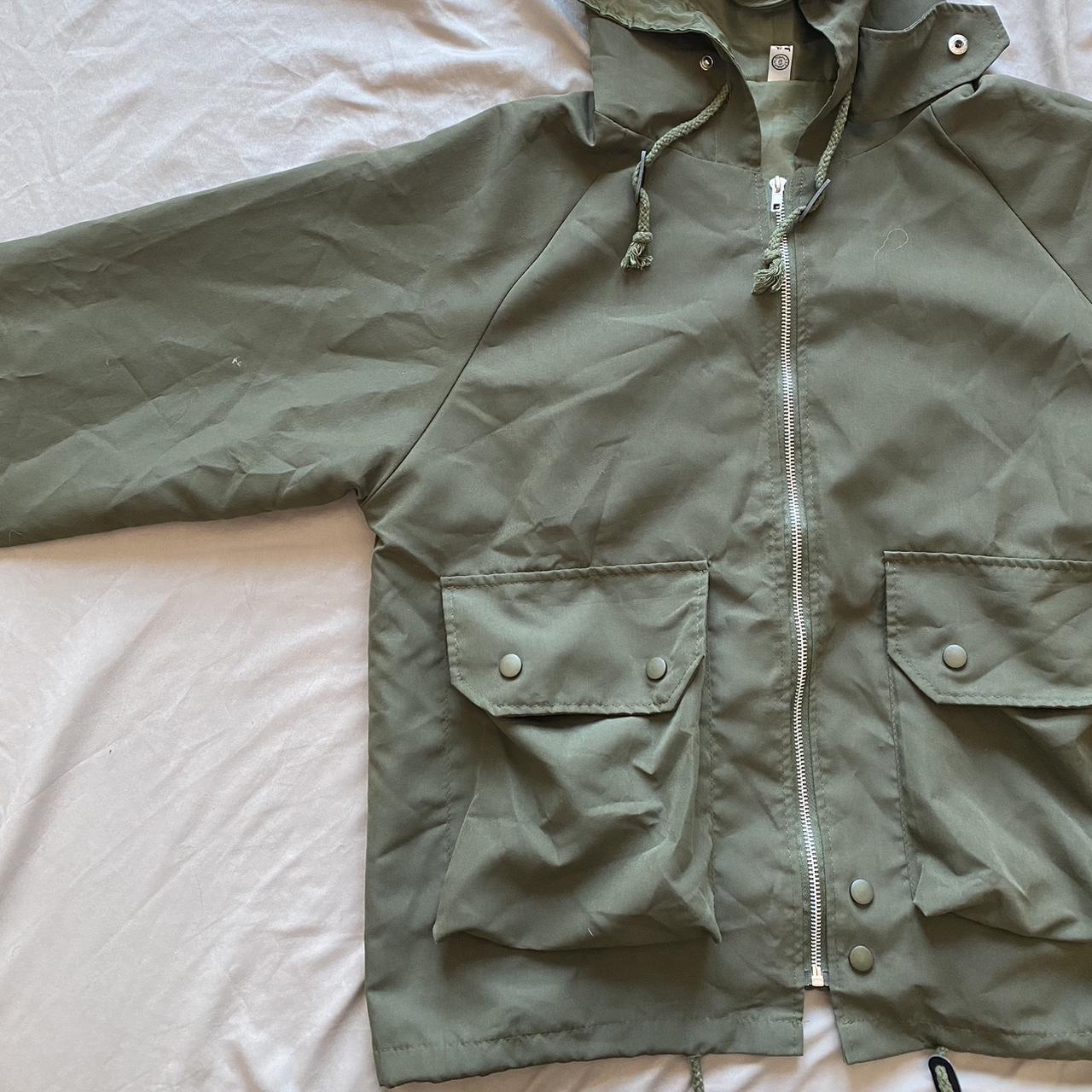 Olive Cargo Jacket small material is a thin... Depop