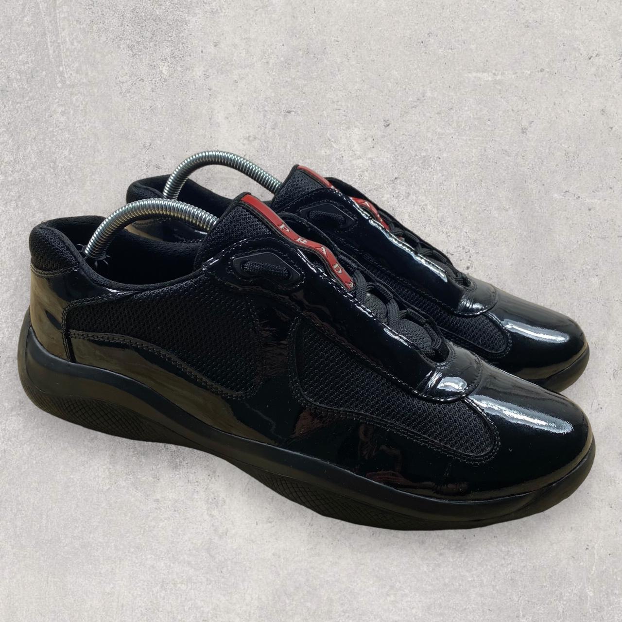 Prada America’s Cup black low-top patent leather... - Depop