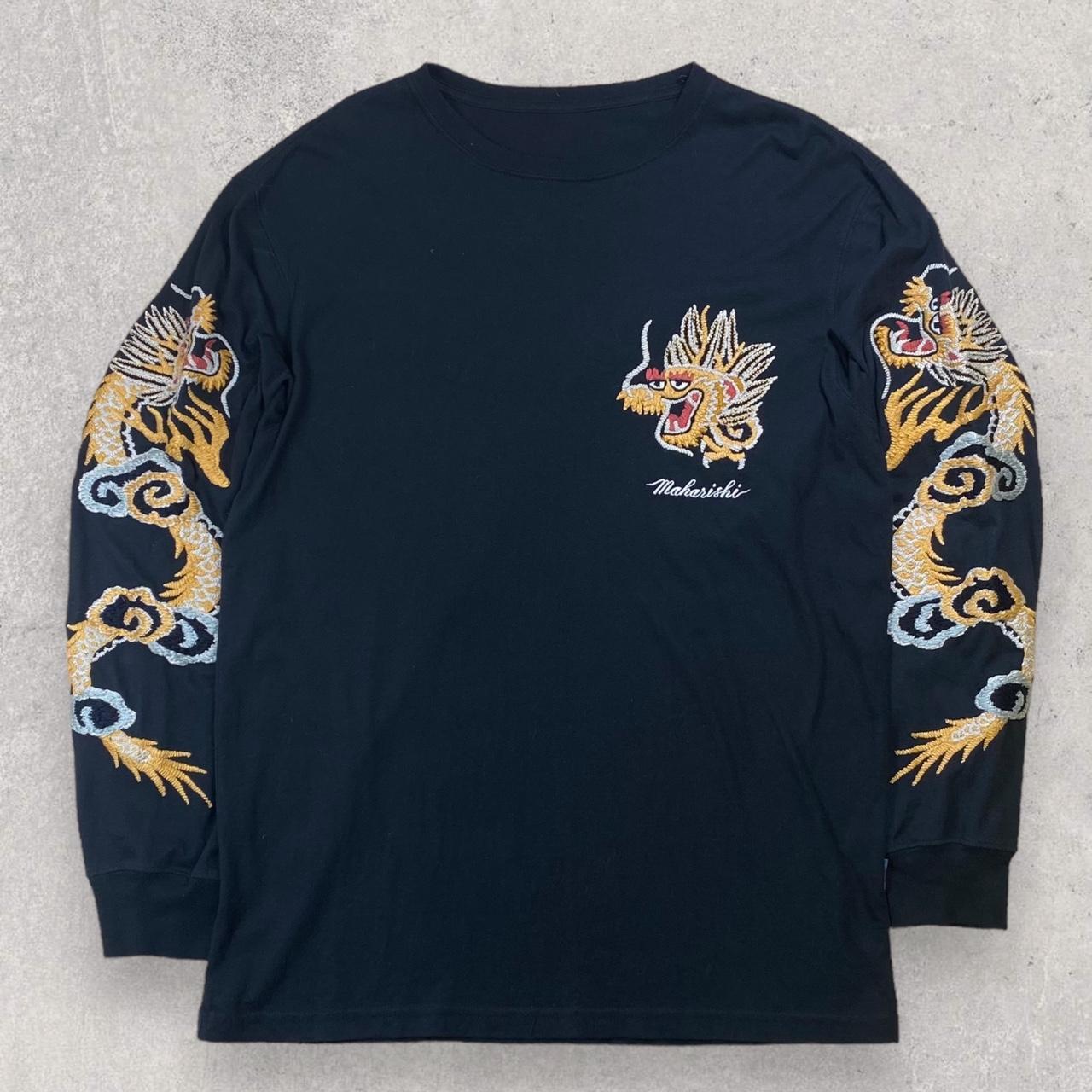 Maharishi Black Dragon Embroidered Long Sleeve T... - Depop