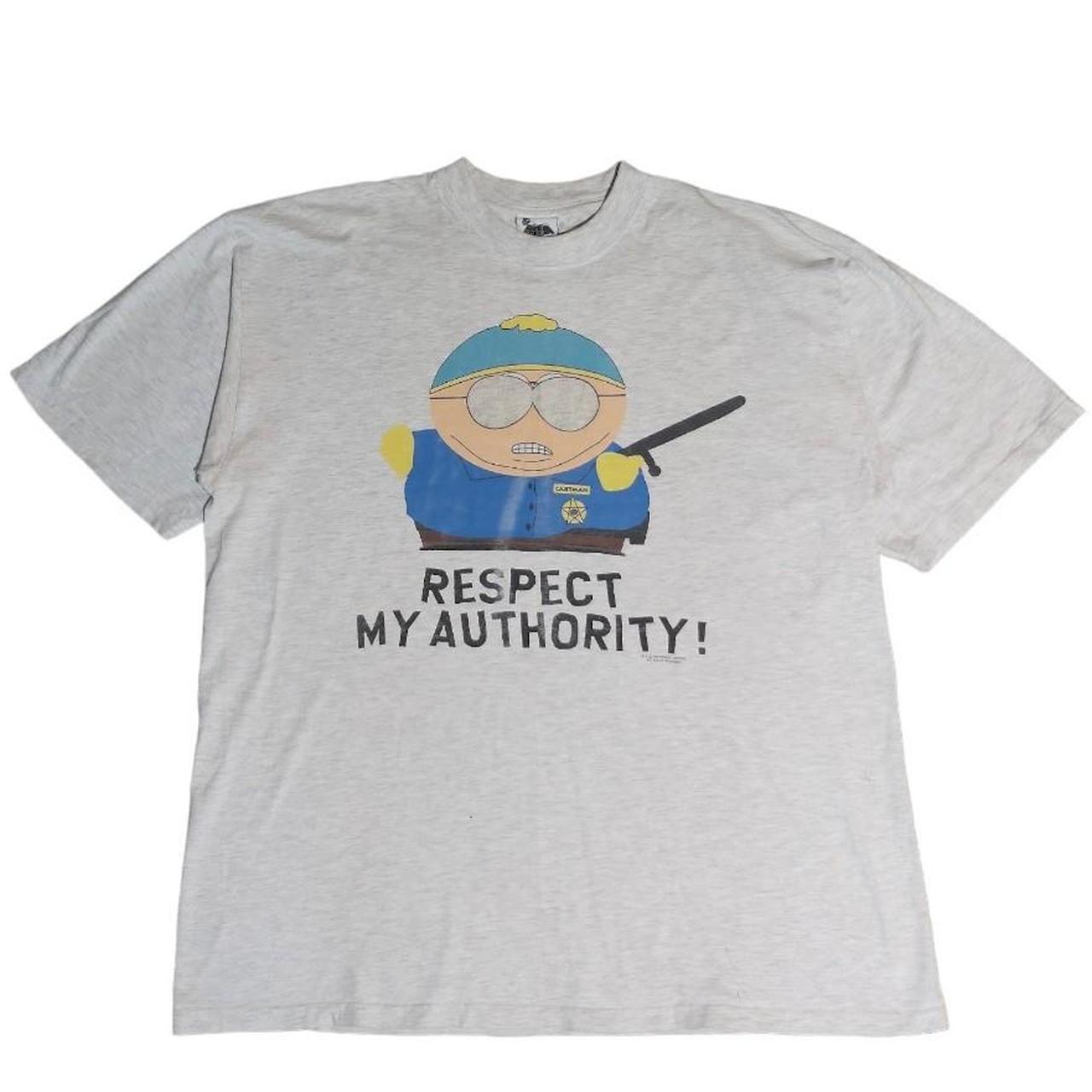 Vintage 90s South Park Cartman T-shirt Grey... - Depop