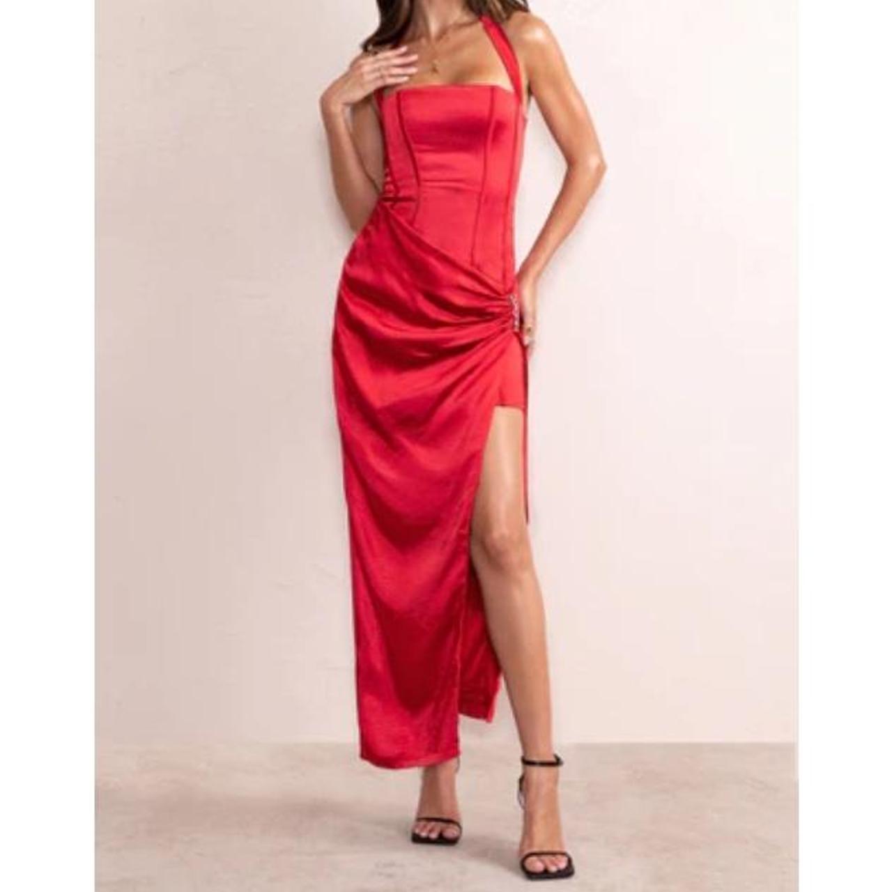 Clara Red Satin Halter Neck Corset Wrap Skirt Maxi Depop 0172